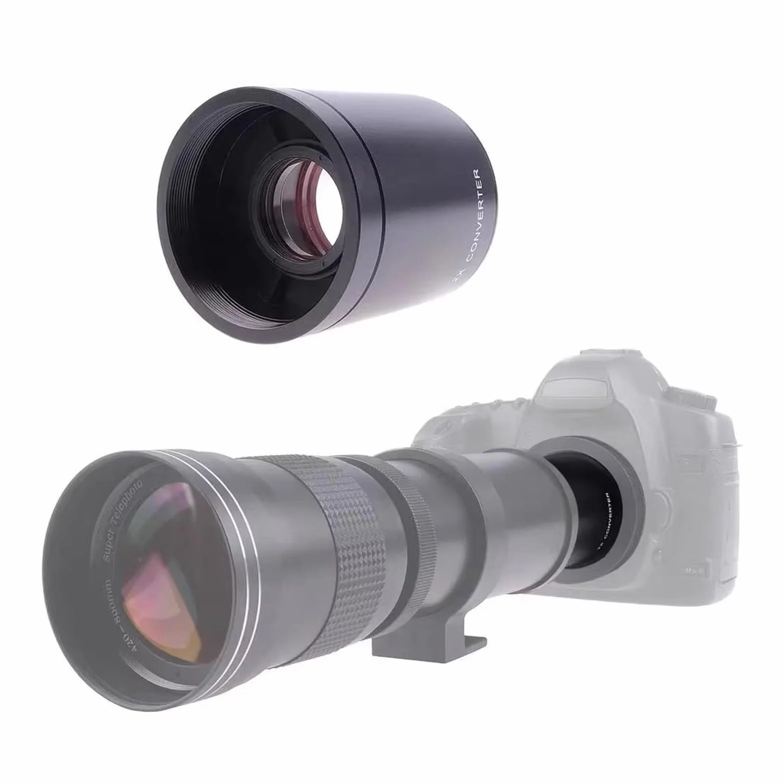 Teleconvertitore 2X per Obiettivo T2 Mount 420-800mm 650-1300mm 500mm 800mm 900mm, Convertitore di Lenti di Ingrandimento 2X
