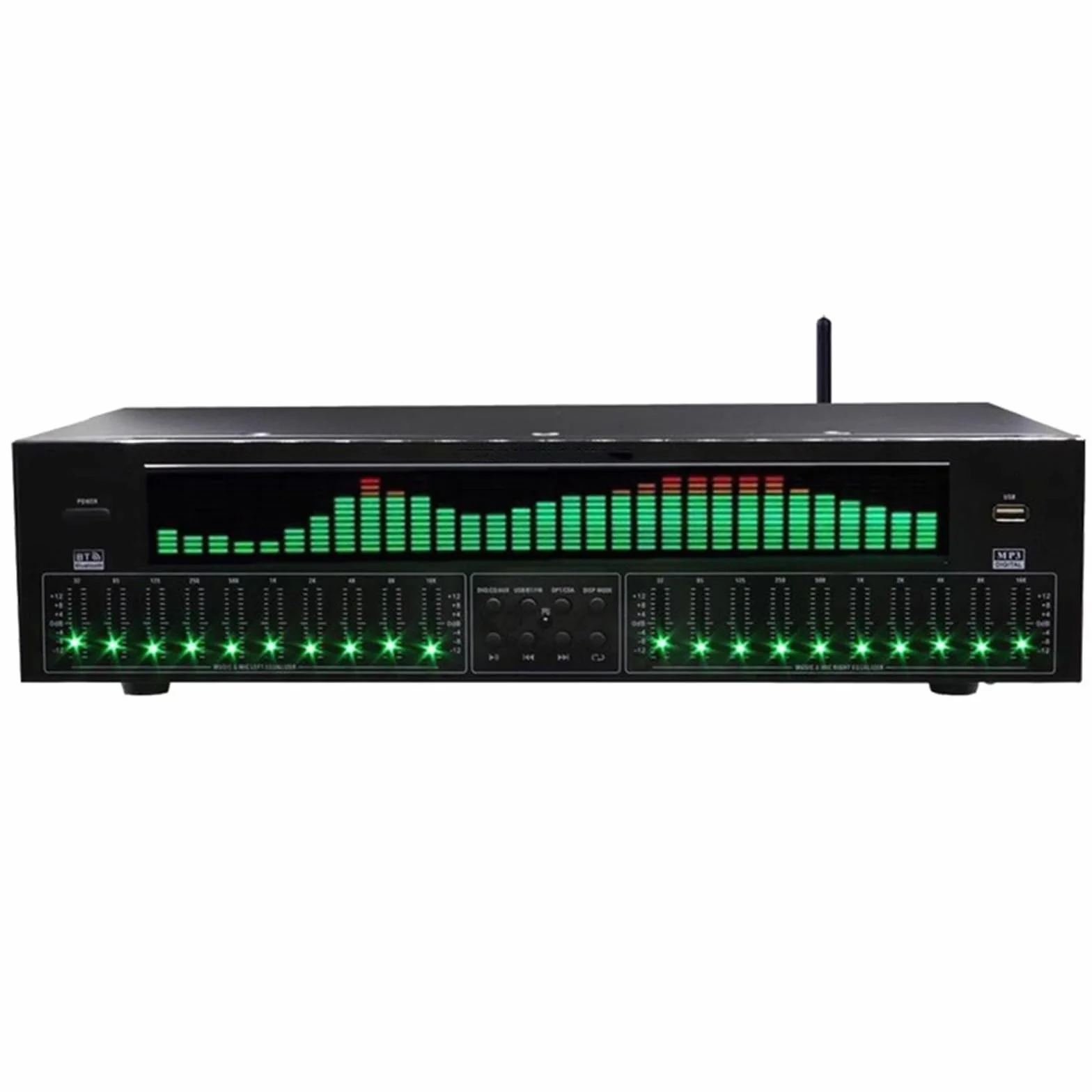Equalizzatore Digitale a 31 Bande, Equalizzatore Grafico Stereo Audio Hi Fi, Analizzatore di Spettro Musicale a LED, con Riduzione del Rumore, 12 Pattern Ritmici