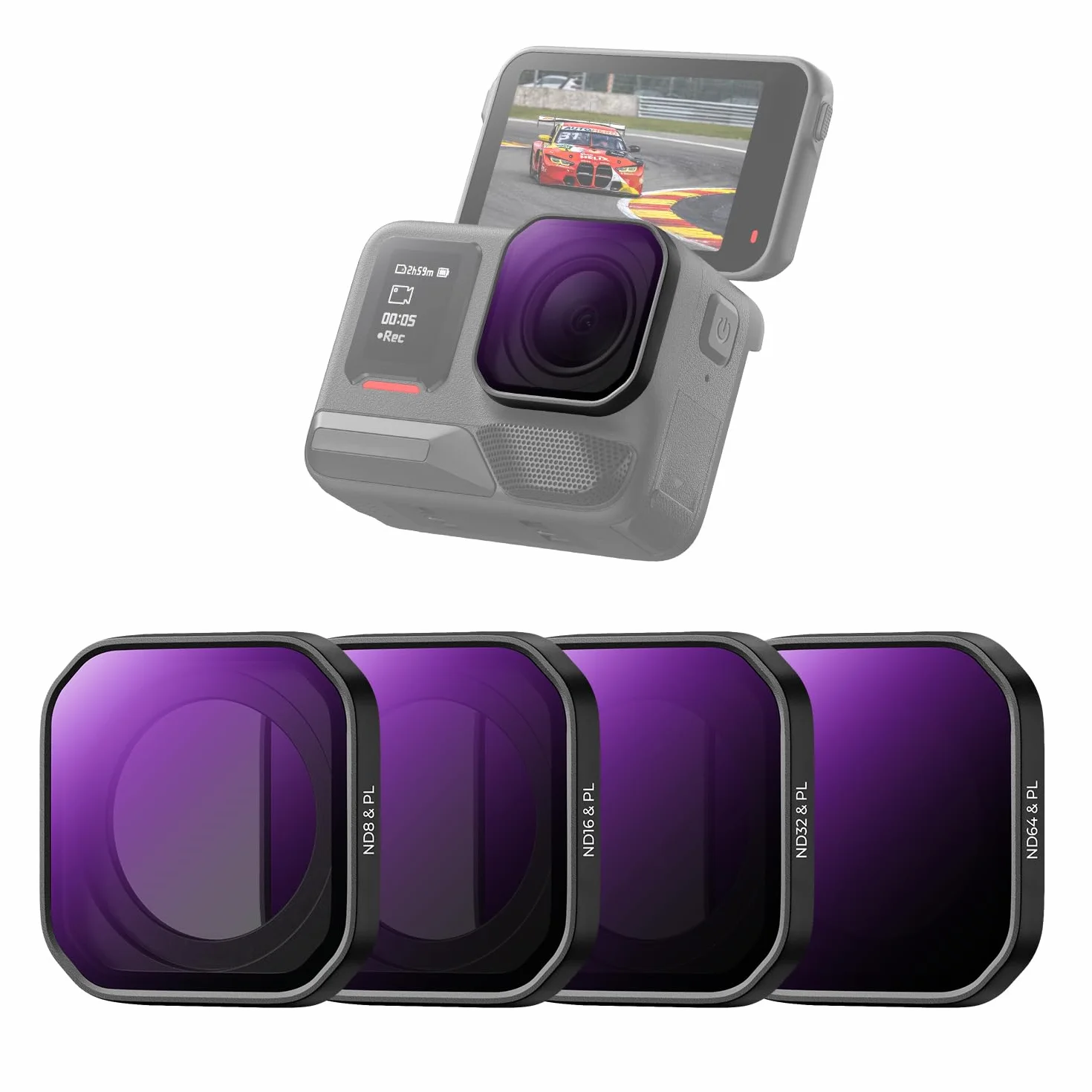 K&F CONCEPT Set di Filtri ND/PL Avvitabili Compatibile con Insta360 Ace Pro 2. Include ND8/PL, ND16/PL, ND32/PL e ND64/PL. Accessori per action camera in vetro ottico HD multi-rivestito.