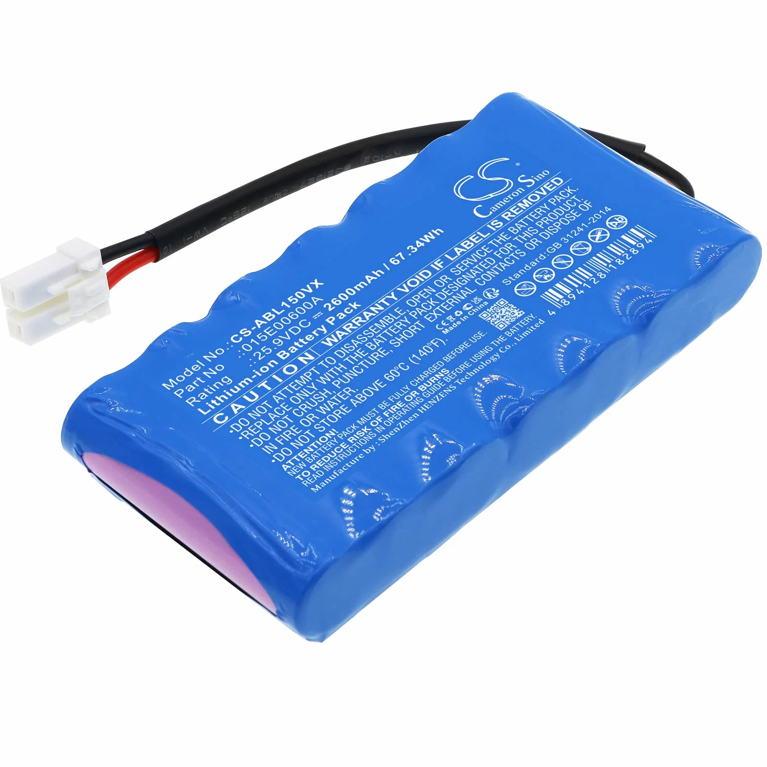 TECHTEK Batteria 2600mAh compatibile con [Ambrogio] AM015D0FAZ, L15, L15 deluxe, L20 b, L20 deluxe, Twenty, L20e Lite, per [Wiper] i100S, i130S, i70, Premium i130 S 1.300 m² Bluetooth GSM-Mod FBA
