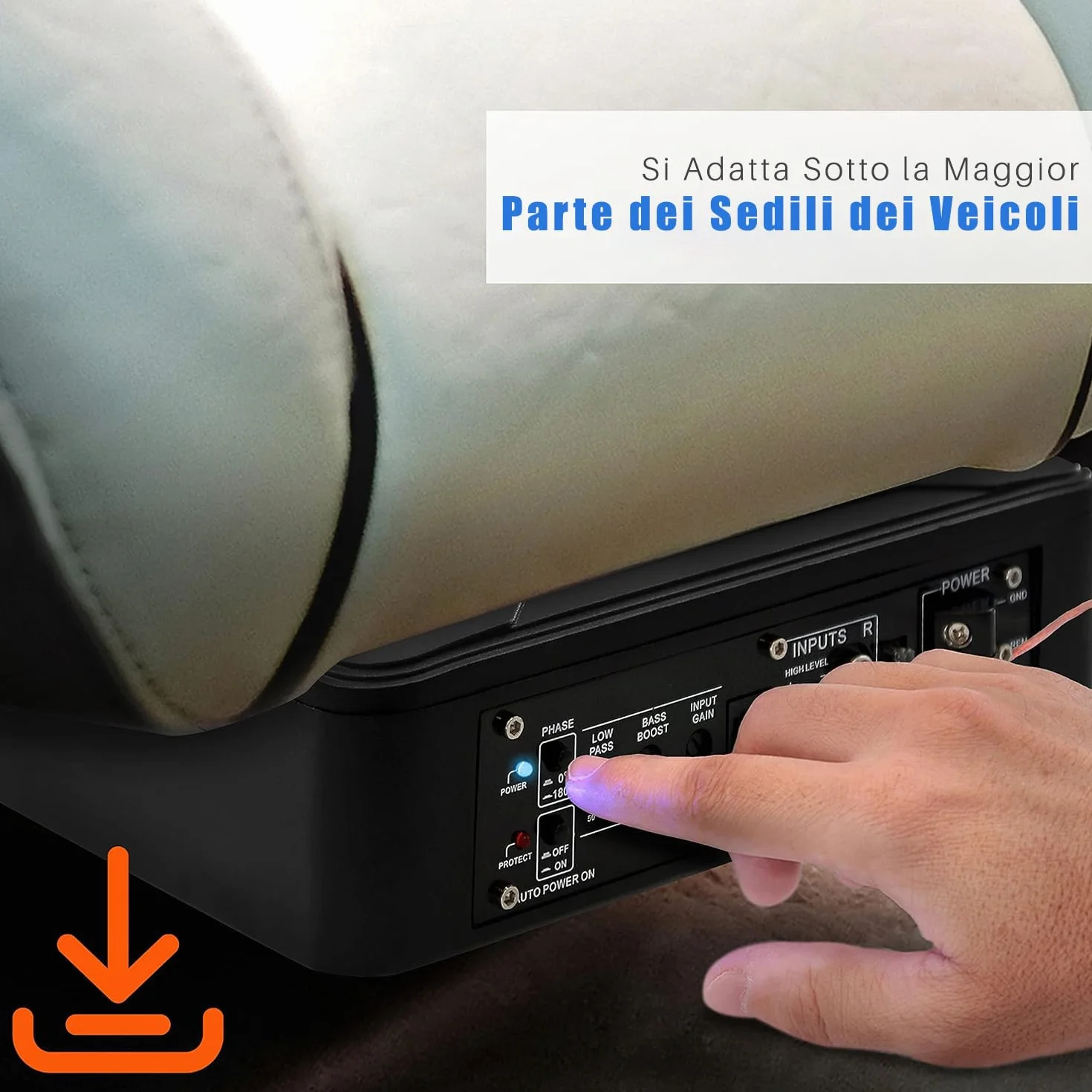 Pyle Subwoofer Amplificato da 20 Centimetri per Casse Auto, 600 Watt, Compatto e Attivo, Sottosella con Amplificatore Integrato, Nero