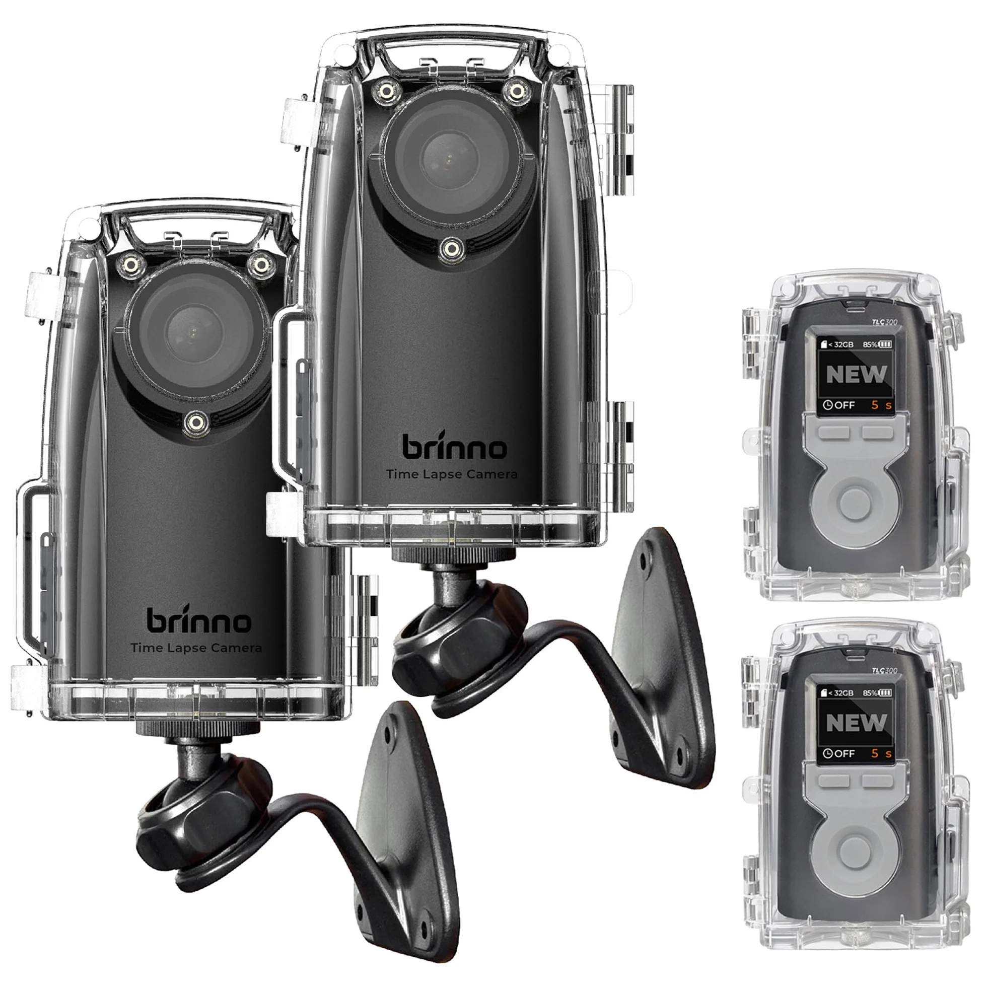 Brinno Confezione da 2 telecamere Time Lapse BCC300-M, fotocamera Timelapse 2023, costruzione per esterni, HDR FHD1080P con montaggio a parete, schermo LCD, batteria a lunga durata, custodia