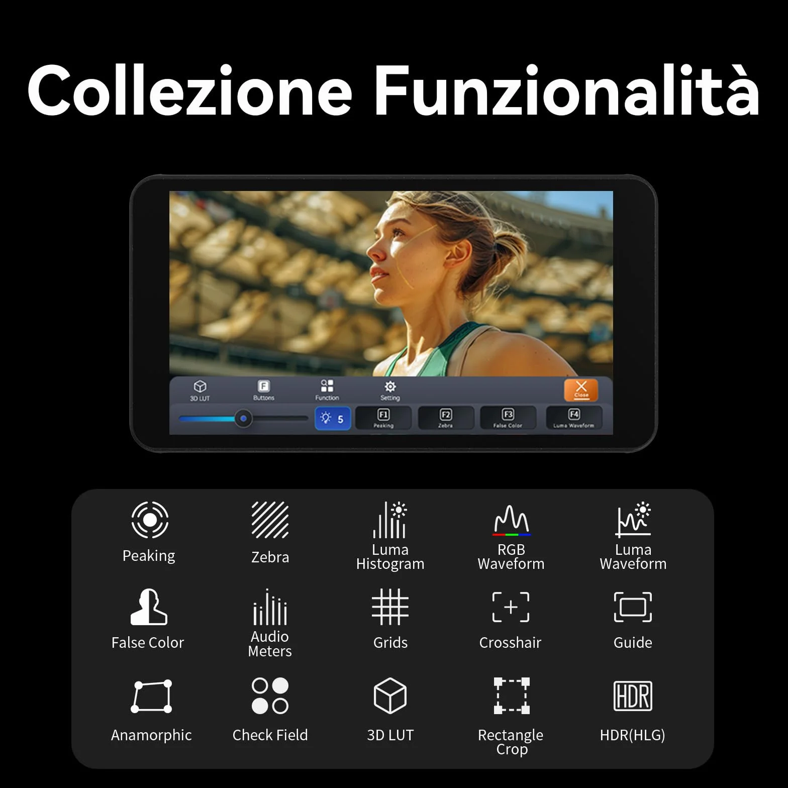 Portkeys PT5 II Monitor da Campo 5" Touchscreen MOVNORM OS 4K HDMI IN/Out con 3D LUT Luma/RGB Waveform Monitor Video Assist Full HD per Fotocamere Reflex e Mirrorless