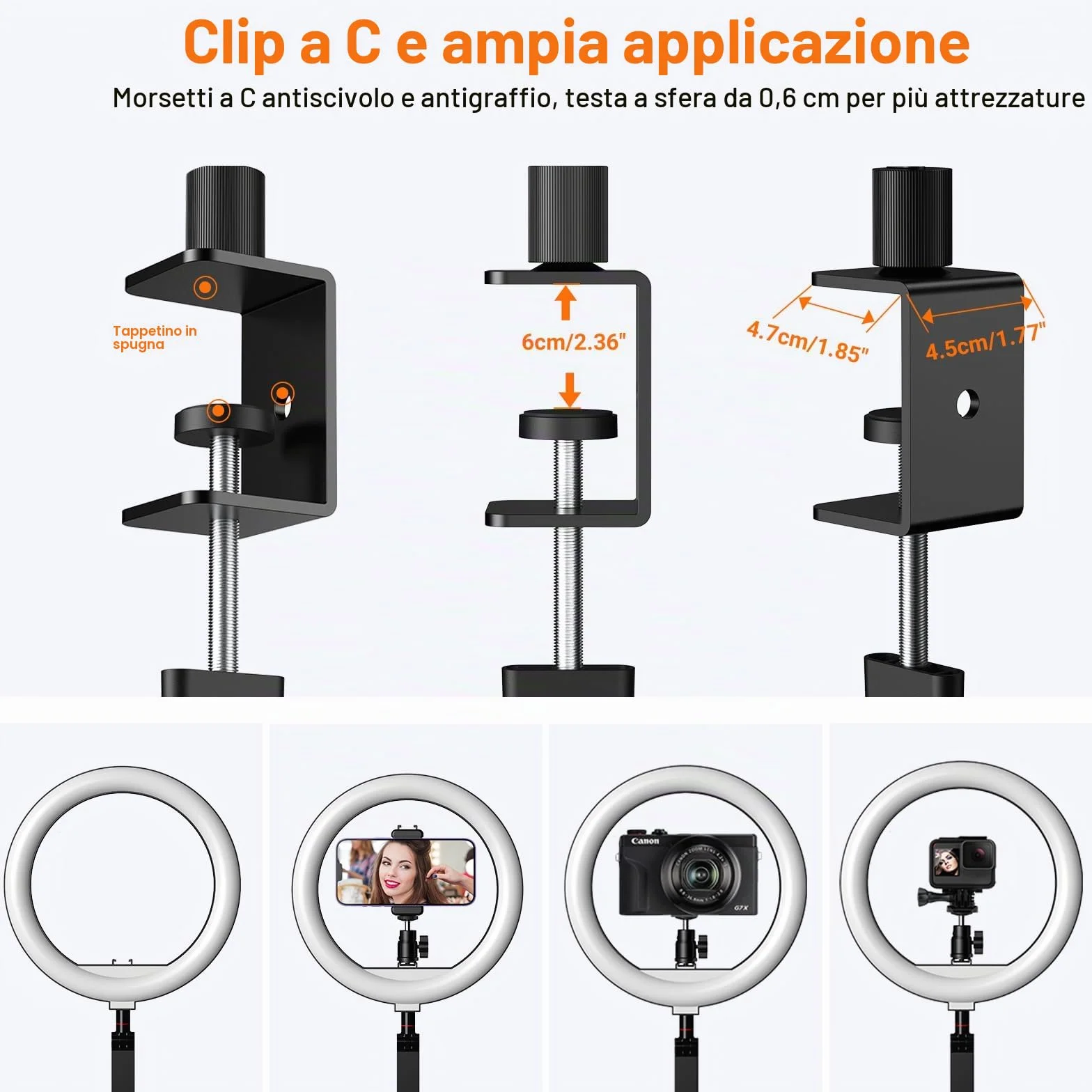 APEXEL 10'' Ring Light con Supporto per Telefono, Ring Light Professionale da Tavolo, Lampada per Videoconferenza con Braccio Regolabile per Telefono TikTok Trucco Fotografia Youtube Video