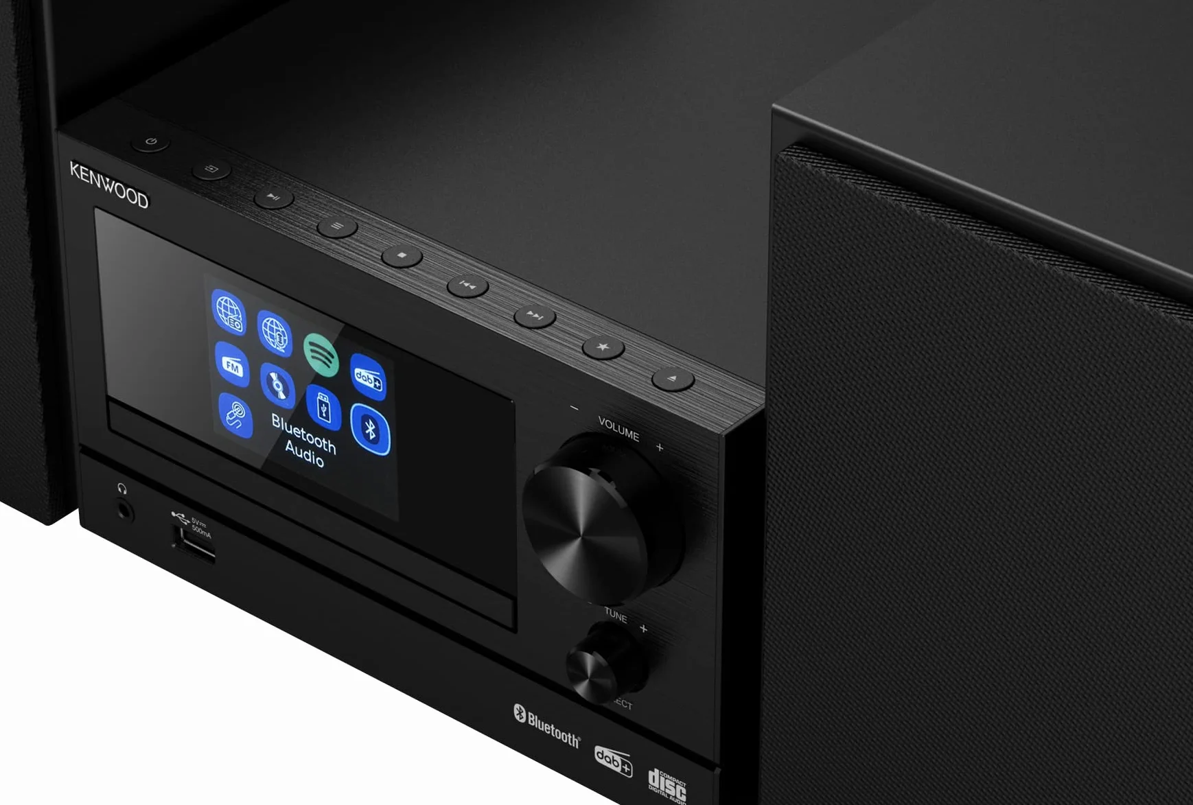 KENWOOD, Sistema Micro HiFi Stereo M-7000S, con Ricevitore Radio da Internet, DAB+ o FM, Lettore CD e Presa USB, Connessione a Spotify e Bluetooth, Podcast-Player, Funzione Radiosveglia, Black