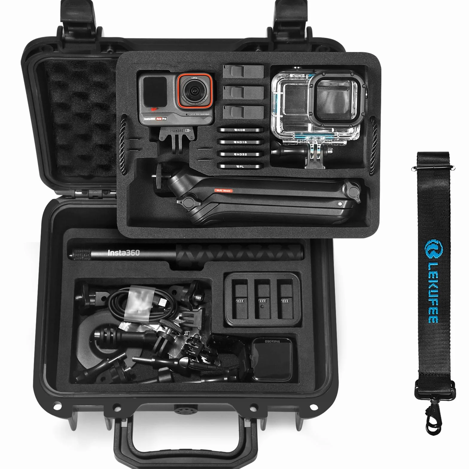 LEKUFEE Custodia Rigida Impermeabile per Insta360 Ace Pro 2/Insta360 Ace Pro/Insta360 Ace Action Cam e Insta360 Ace Pro accessori (Solo Valigia)