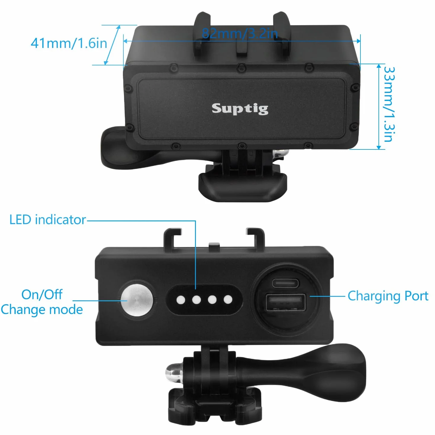 Suptig Caricabatterie portatile, power bank, caricabatterie compatibile con GoPro Hero 13, 12, 11, 10, 9, 8, 7, 6, 5, 4, 3, 3+, Session, DJI Osmo, Insta 360 Action