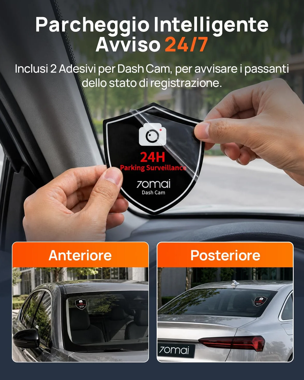70mai Dash Cam Auto M310 Plus 4K, 2160P Mini Dashcam, Visione Notturna, WDR, Grandangolo, Sensore G, Registrazione In Loop, Controllo App
