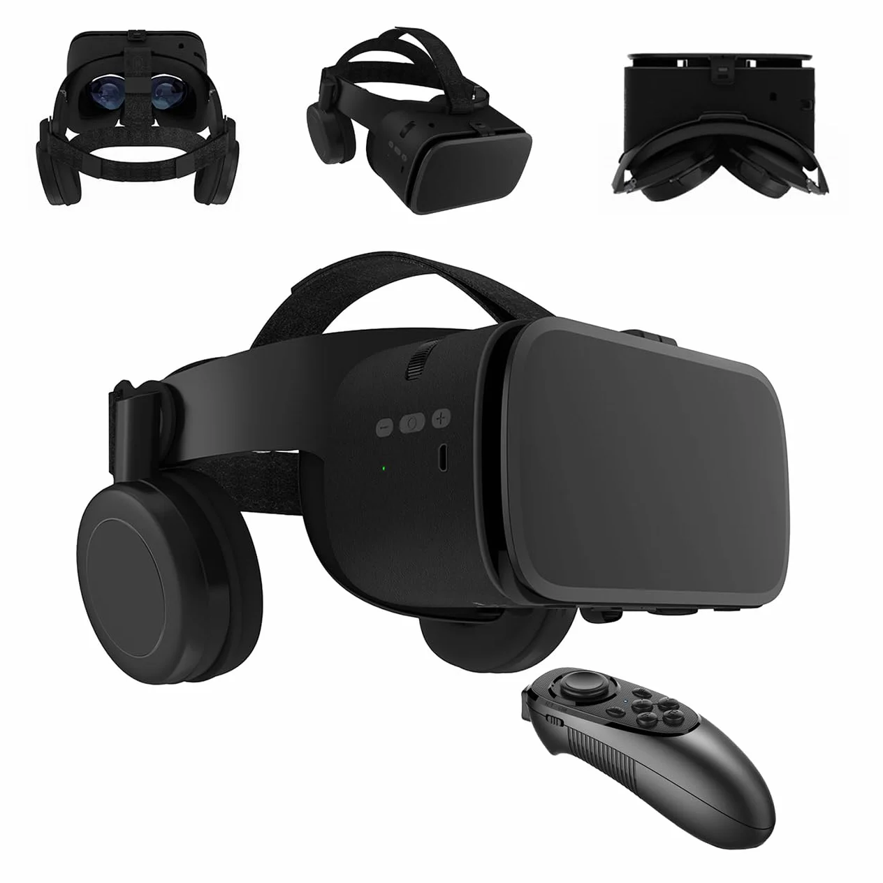 LONGLU Cuffie VR per telefono per realtà virtuale con telecomando, occhiali video VR 3D per film e giochi, compatibili con telefoni iPhone Android (nero)