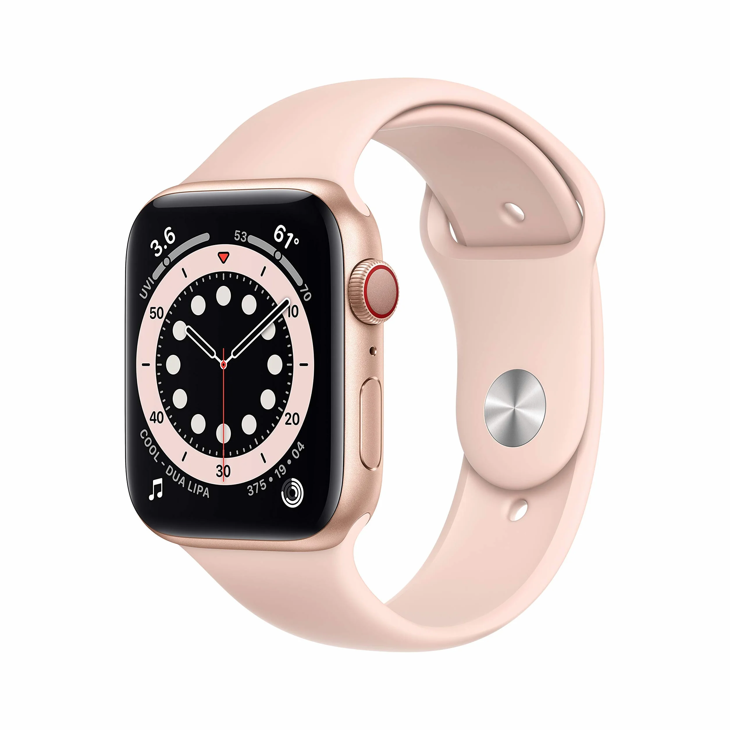 Apple Watch Series 6 (GPS + Cellulare, 44MM) Cassa in Alluminio Oro con Cinturino Sport Sabbia Rosa (Ricondizionato)