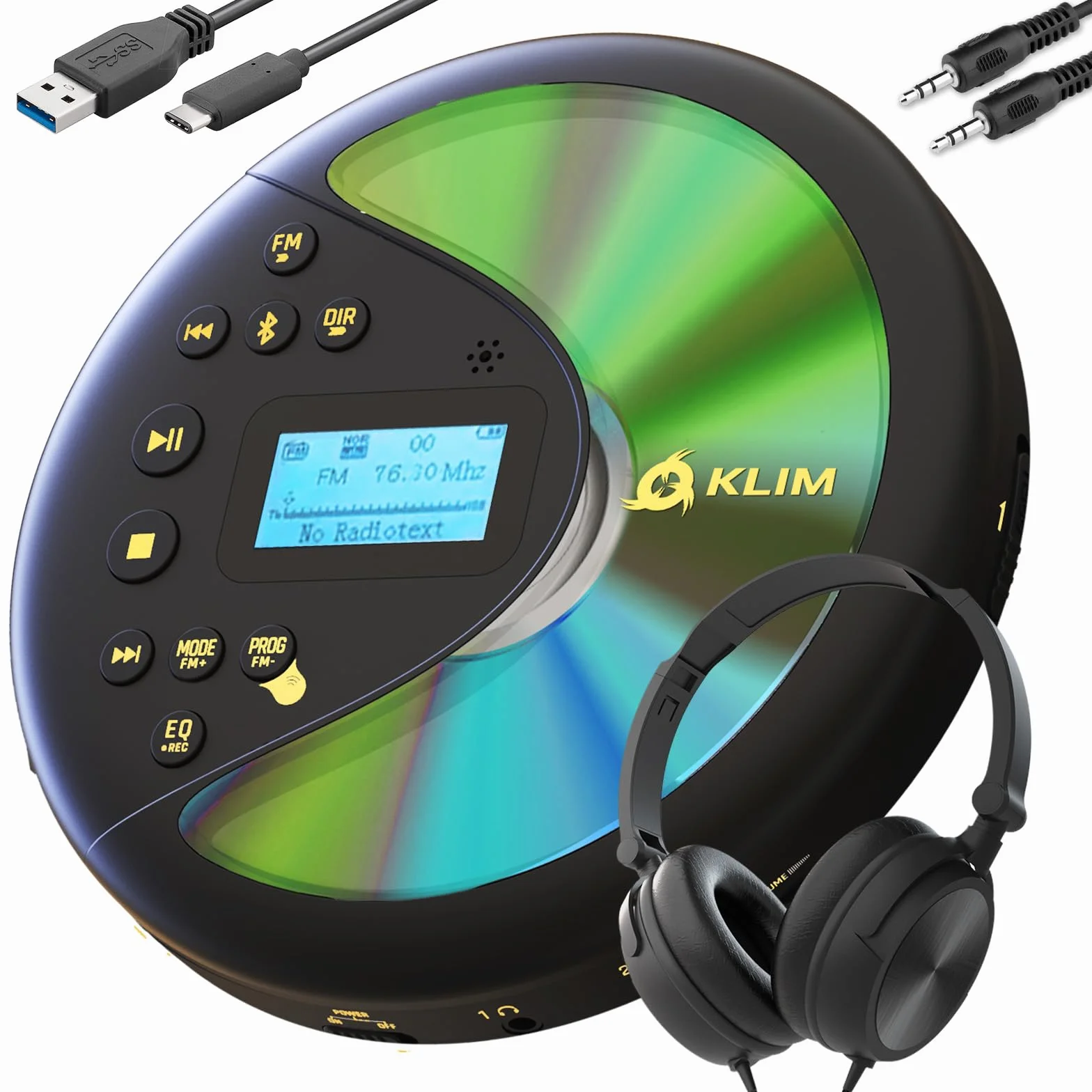 KLIM Discover Lettore CD HiFi Portatile Radio FM Bluetooth Nero/Oro