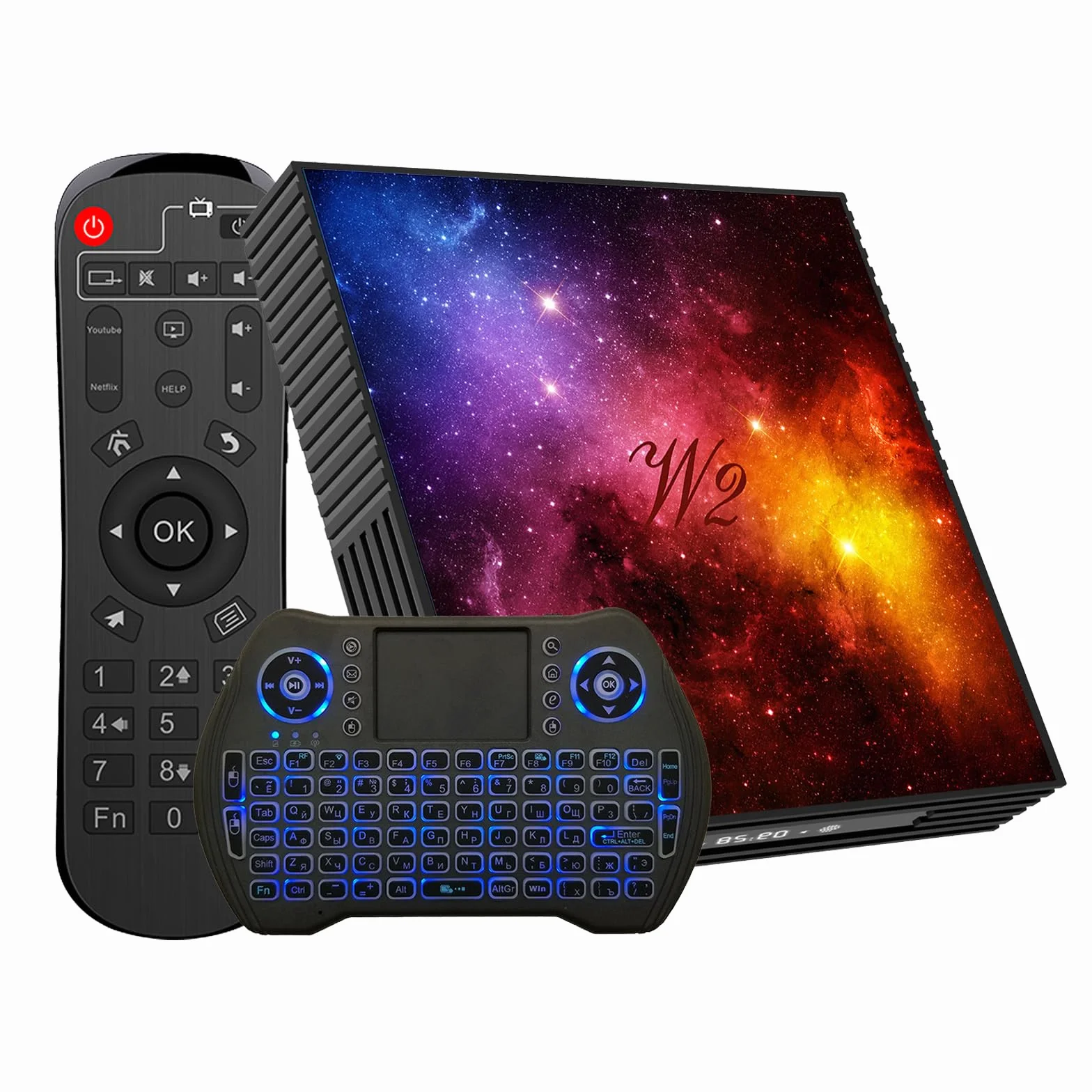 Android TV Box 4 GB RAM 64 GB ROM, Smart TV Box 4K UHD, Quad-core Wi-FI Dual Band 2.4G/5G, Bluetooth, HDMI, USB, con mini tastiera wireless inclusa. Ideale per Streaming e Giochi