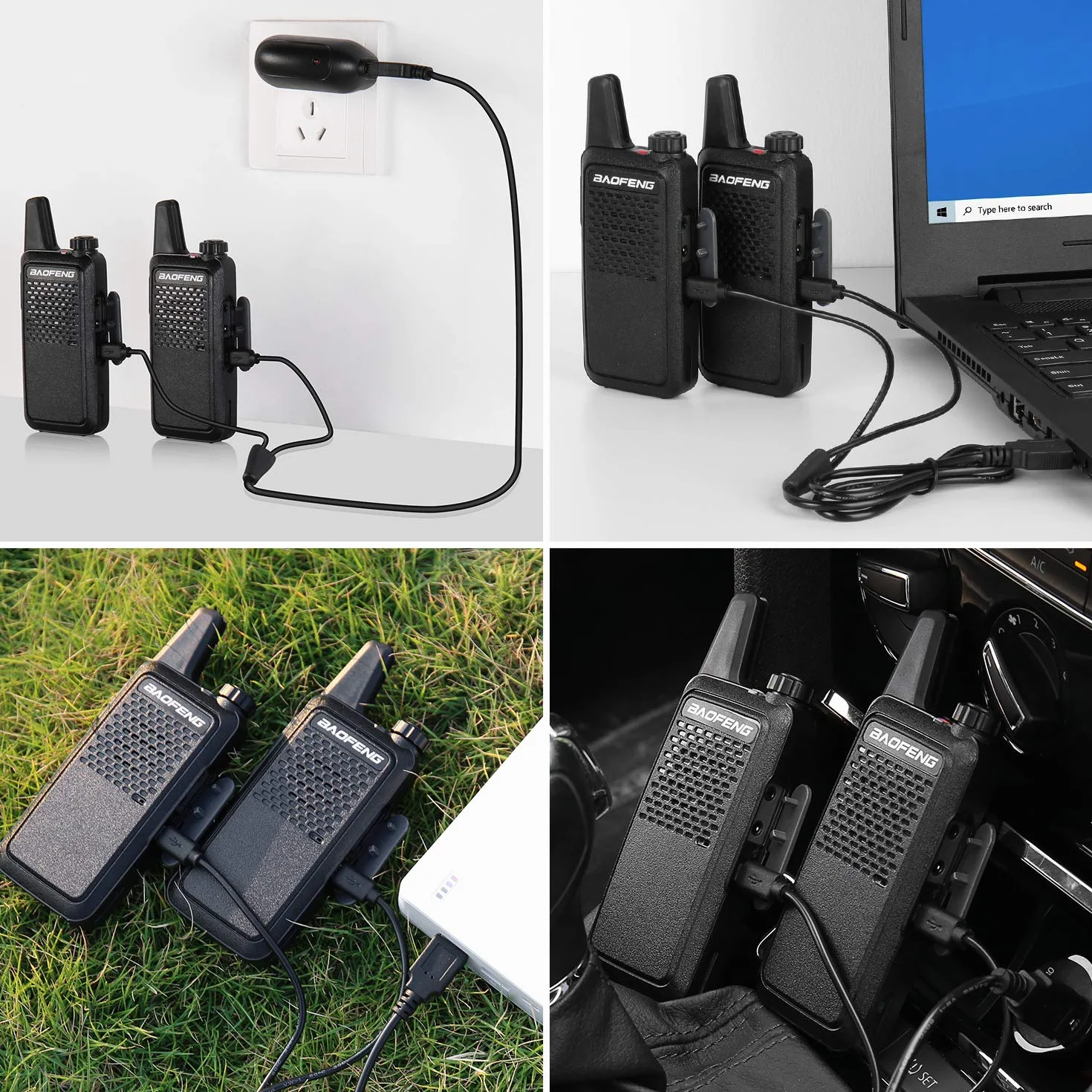 Baofeng GT-22 Walkie Talkie Set Senza Licenza, Radio PMR446 fino a 3 km di portata con 16 Canali, Batteria Ricaricabile da 1500 mAh, Caricatore USB-C, Auricolare per Bambini Adulti Famiglia (4 pezzi)