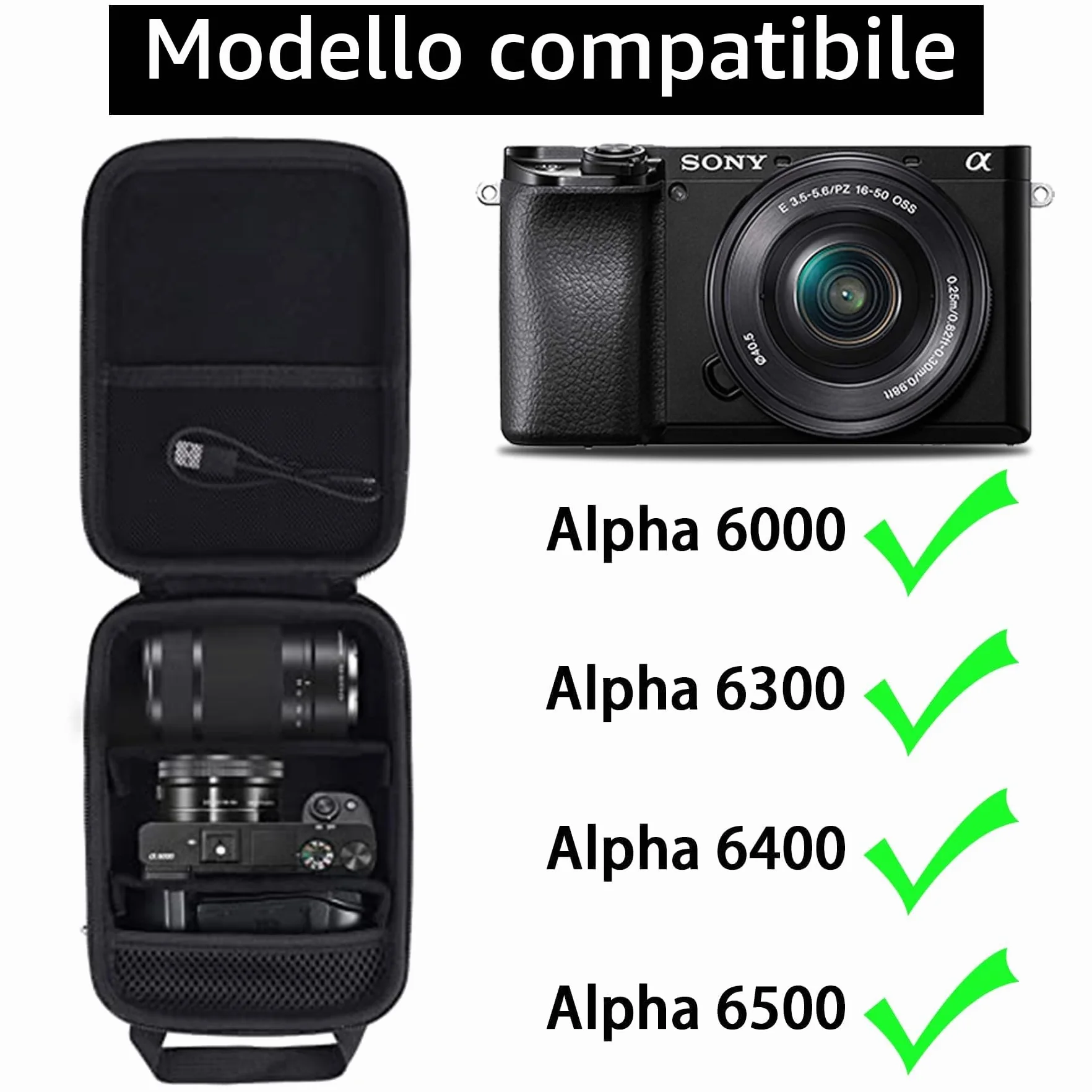 Aenllosi Custodia per fotocamera digitale mirrorless Sony Alpha a6000/6300/6400/6500/6700 (solo custodia)