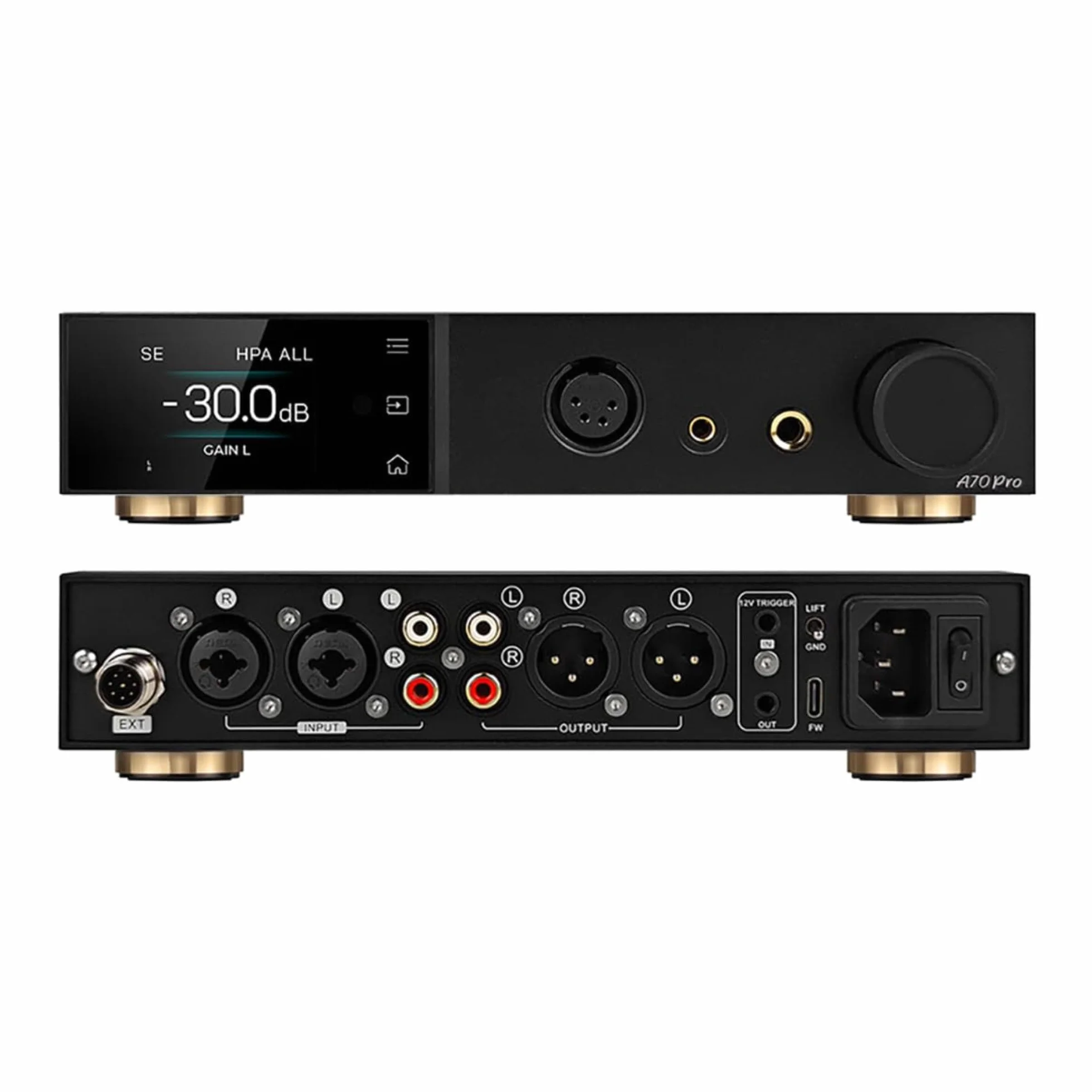 Topping A70 Pro Full Balanced Amplificatore per cuffie: 17000mW x2 RCA/XLR/TRS/EXT Ingresso 4,4mm/6,35mm/4-Pin XLR/RCA Uscita HAP per Auricolari/cuffie/IEM, Bassa Preamplificatore (Nero)