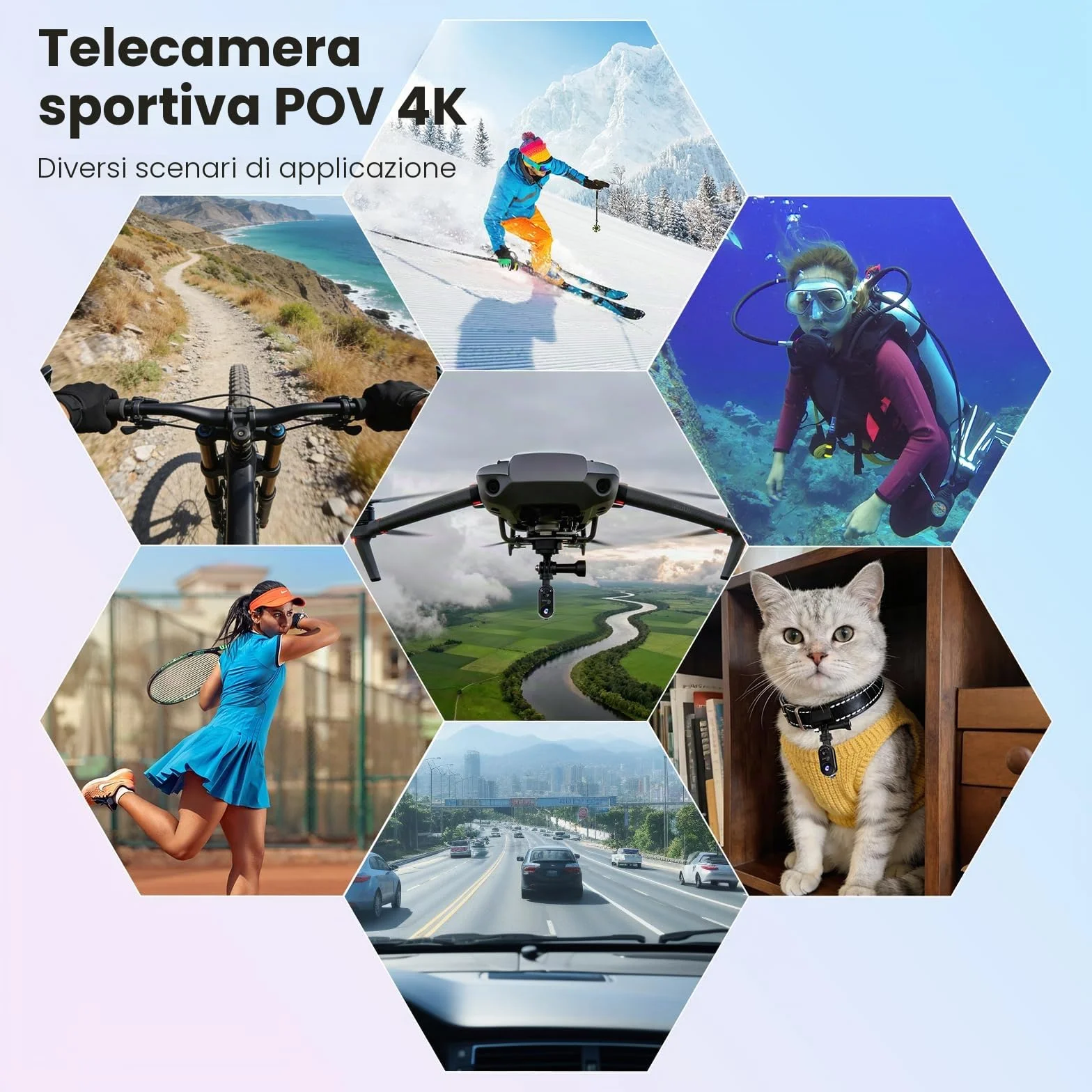 Mini Action Cam 4K,20 MP Portatile Body Camera,6 Assi Stabilizzata POV Camera,Macchina Fotocamera Subacquea 40M,WiFi Mini Videocamera Magnetica (64 GB e Accessori di Montaggio)