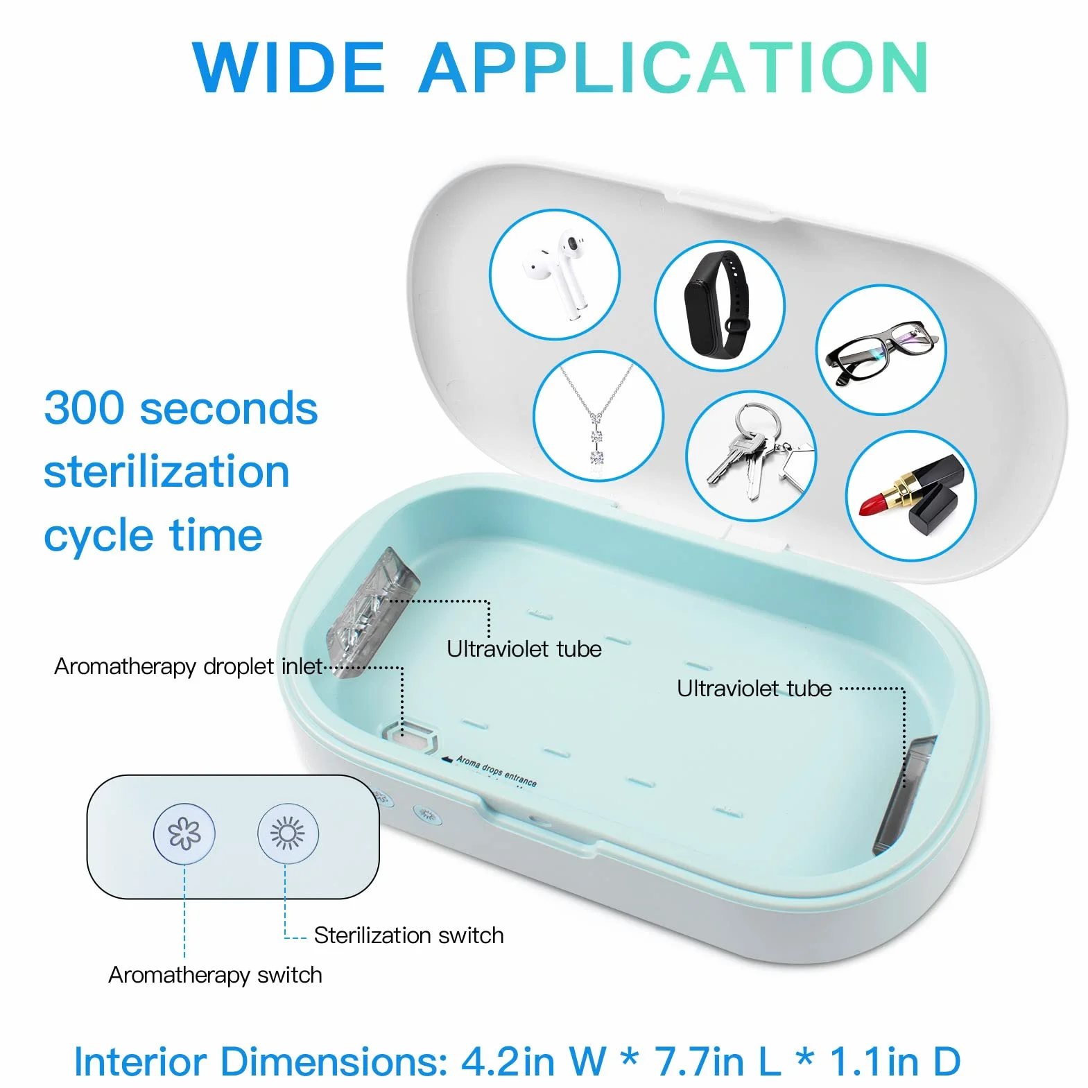 Scatola disinfettante a luce UV Sterilizzatore UVC per telefono Pulito ai raggi ultravioletti 99,99% per spazzolino da denti, gioielli, occhiali, strumenti per unghie, chiavi, aromaterapia... (ES