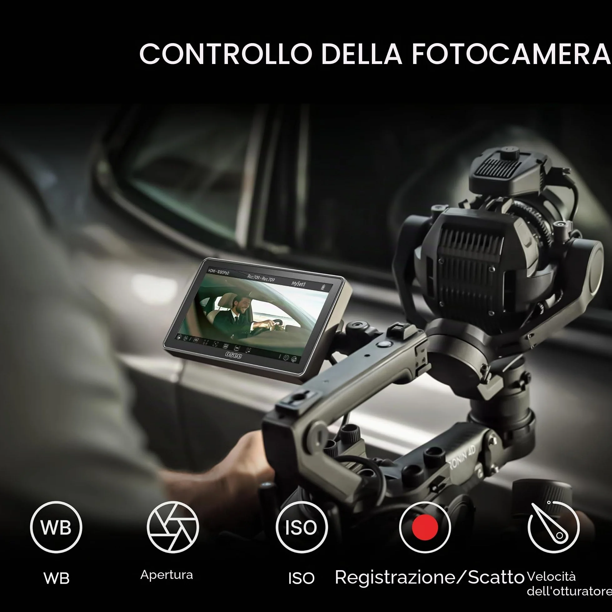 Osee G7 Pro Monitor Video per Fotocamera 7 Pollici 3000nits Touchscreen Monitor di Campo con Controllo Telecamera, Ingresso/Uscita HDMI 3G-SDI, LUT 3D, Touch to Focus DSLR Monitor