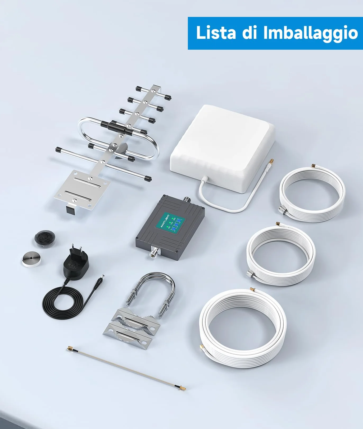ANNTLENT Amplificatore Segnale Cellulare - Banda 20/8/1 Ripetitore GSM Amplificatore 4G 3G LTE Per la Casa Ufficio Ripetitore Segnale Cellulare Tutti Gli Operatori Copertura Fino
