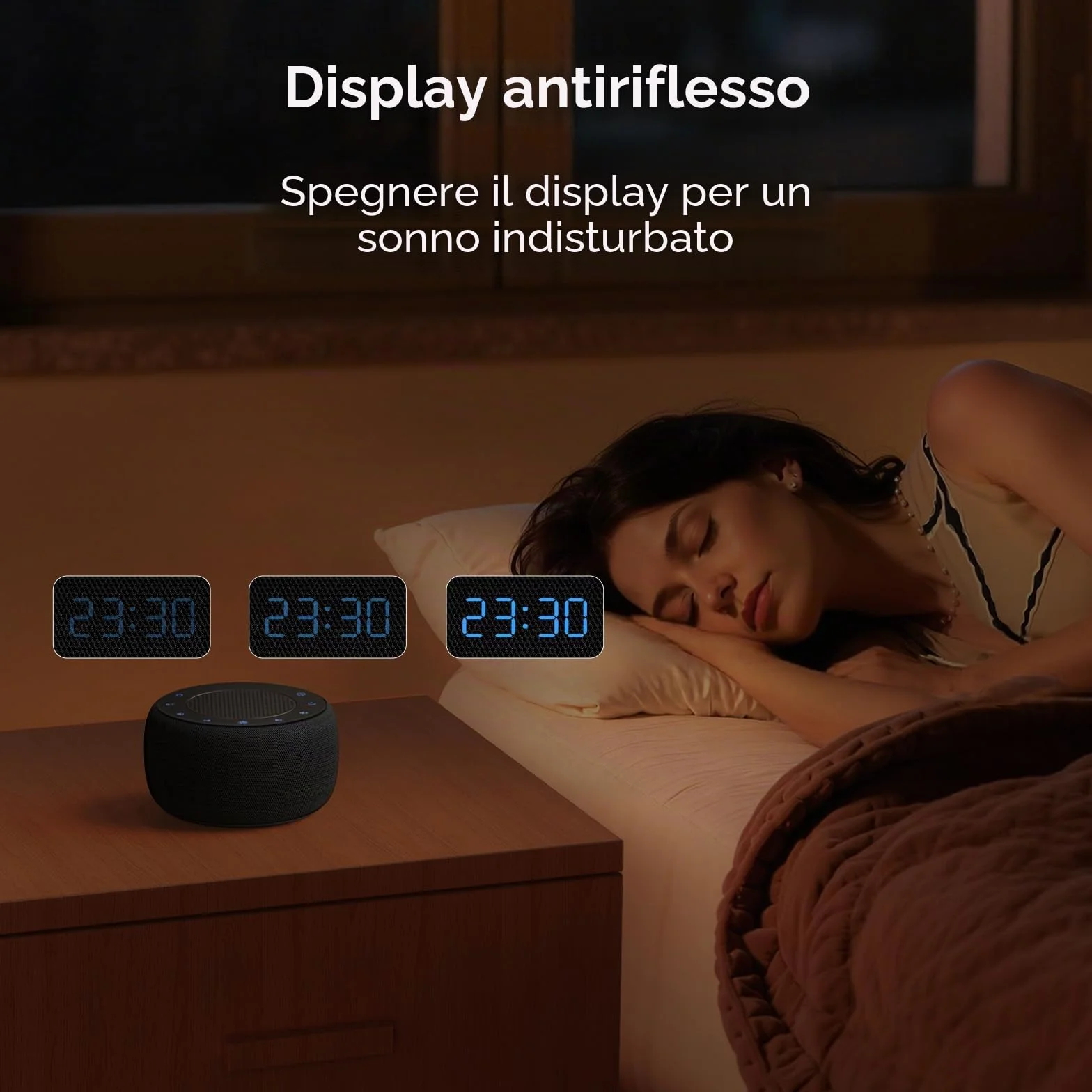 DOUMOSH Radiosveglia con Bluetooth, sveglia digitale con display dimmerabile 0-100%, luce notturna colorata per camera da letto