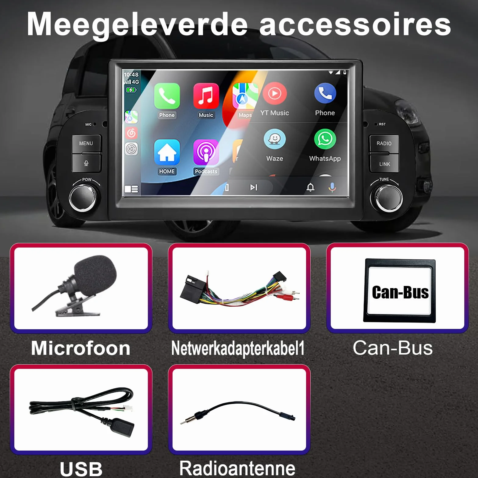 Autoradio per Fiat Panda 2013-2020 Compatibile Wireless Carplay/Android Auto, Fiat Panda Radio da 7 pollici con Touchscreen/Bluetooth/FM/AM/USB/DSP/RDS/Mirror Link