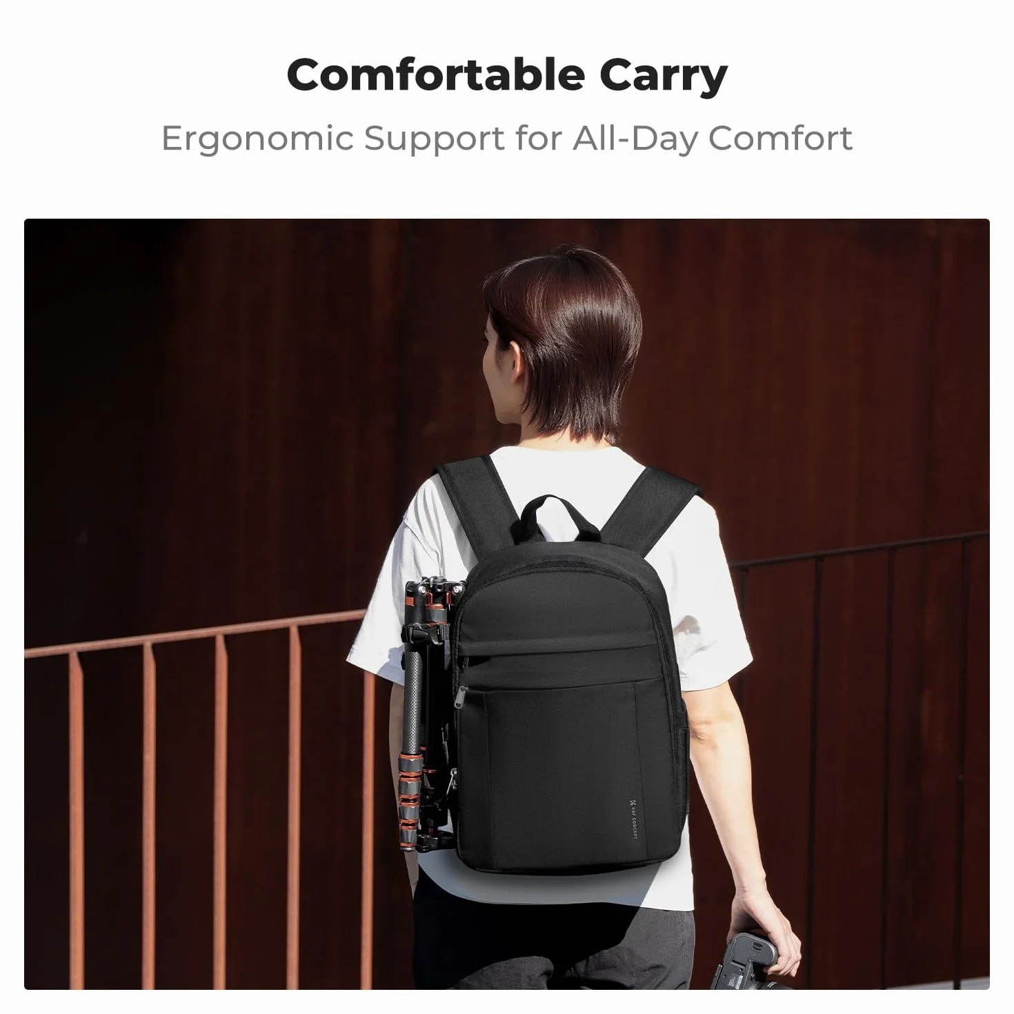 K&F CONCEPT Zaino per Fotocamera Compatto, Zaino Fotografico con Parapioggia, scomparto per laptop per obiettivi reflex treppiedi