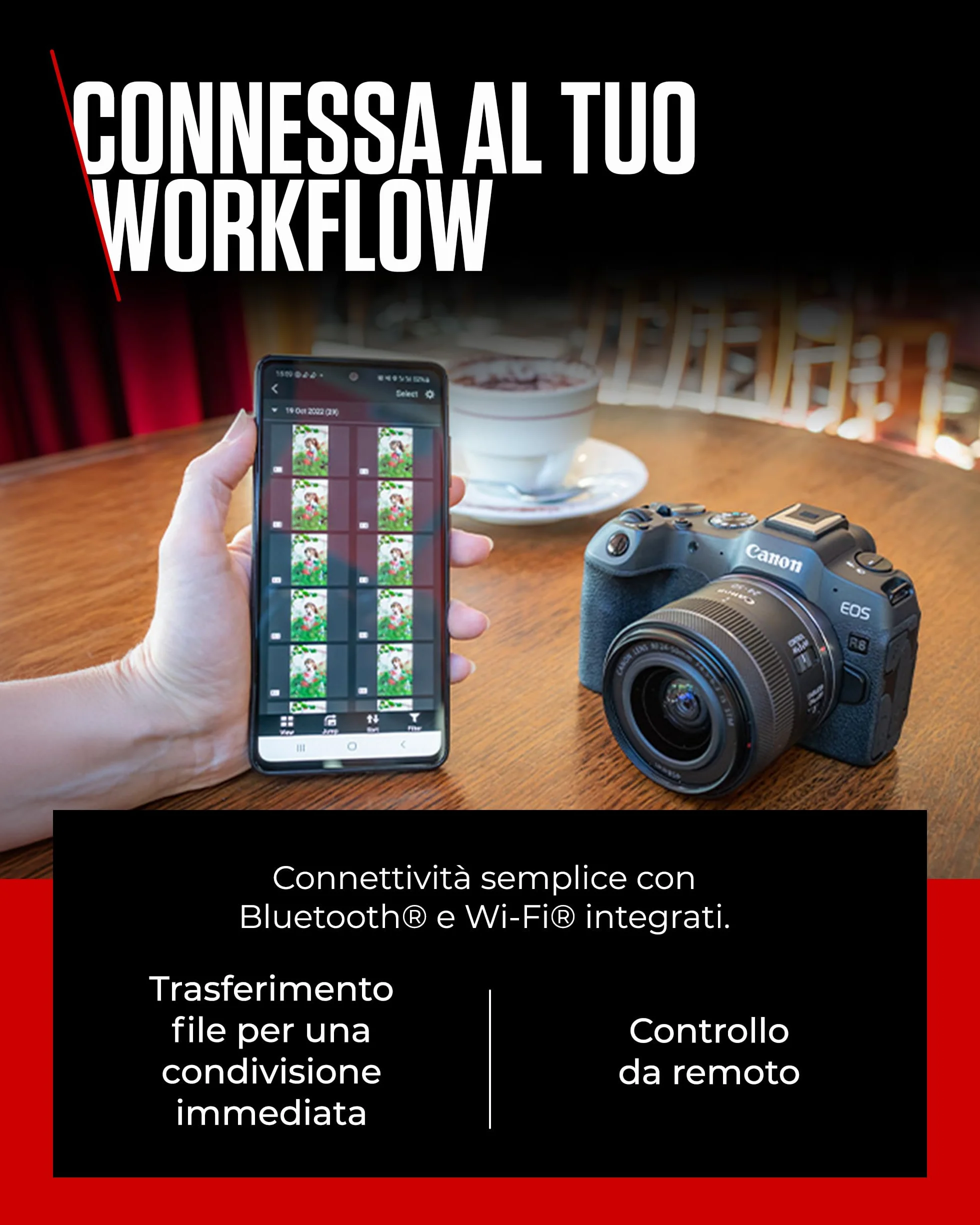 Canon EOS R8 (Corpo) – Macchina Fotografica Mirrorless Full Frame 24,2MP, Dual Pixel CMOS AF II - Videocamera 4k Fino a 60p - Scatto Continuo 40 fps – Schermo Direzionabile - Connettività Bluetooth