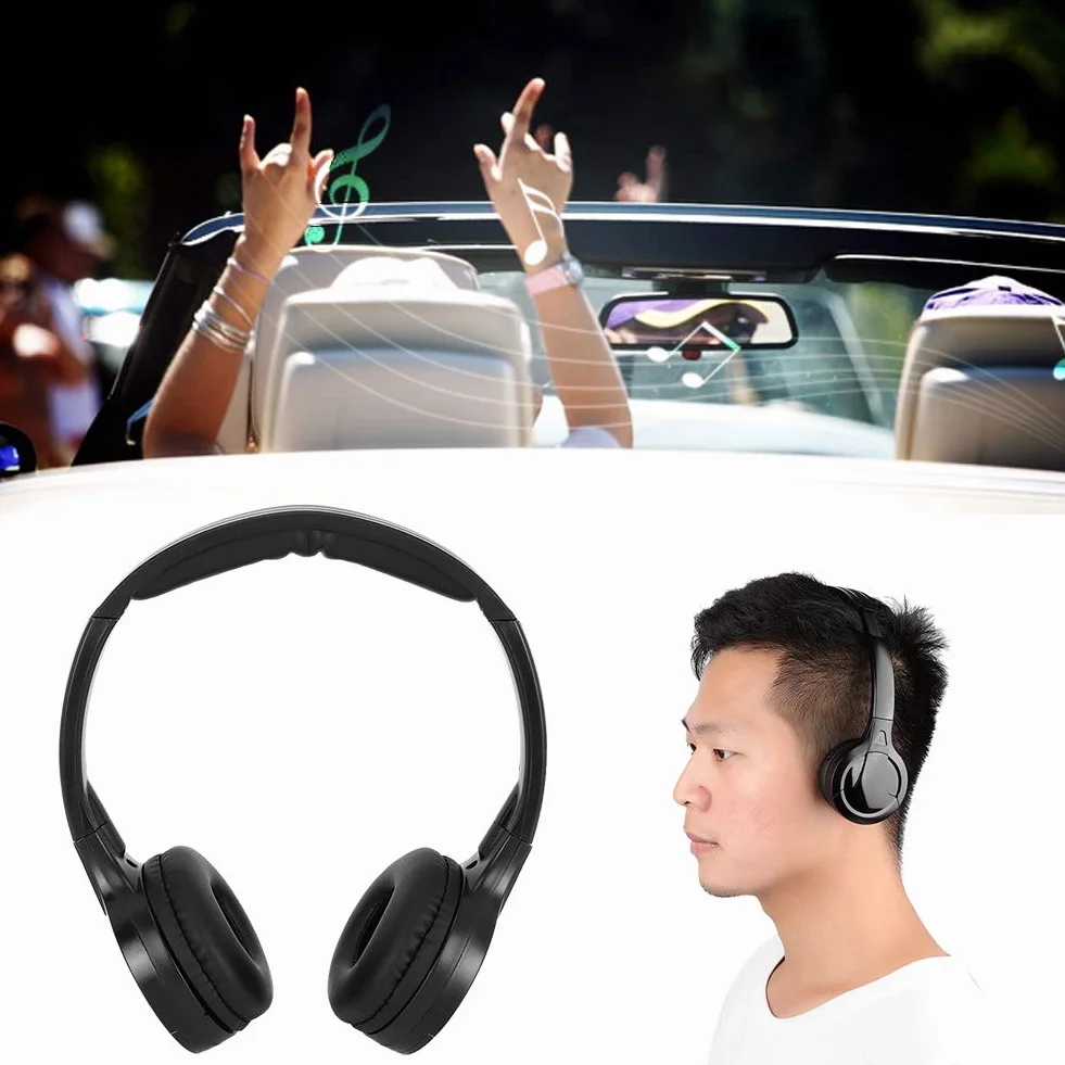 Cuffie Wireless a Infrarossi Stereo 2 Canali per Auto con Supporto DVD per Viaggi e Intrattenimento