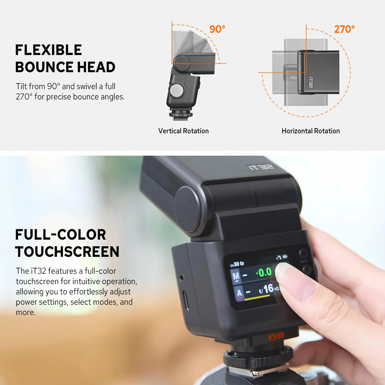 Godox iT32 Flash con X5 S Trigger per Sony, 2.4G Wireless HSS 1/8000s TTL Speedlite iT32 S con ricevitore integrato, batteria al litio e diffusore, slitta a contatto magnetico
