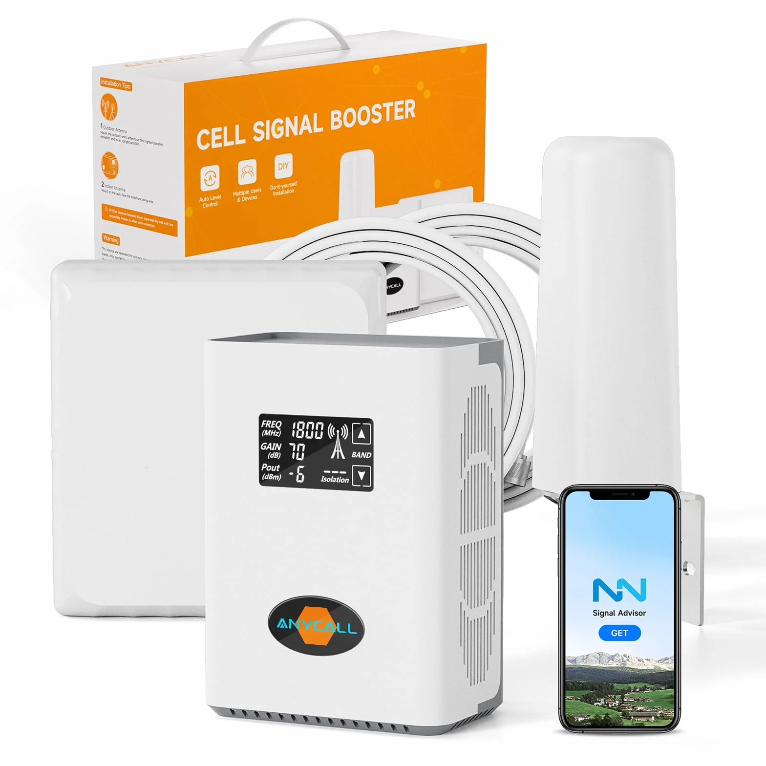 Amplificatore Segnale Cellulare 5G 4G LTE 3G GSM Ripetitore per Casa sulla Banda 1, 3, 7 e 8 per TIM Wind Tre e altro con Antenna Omnidirezionale