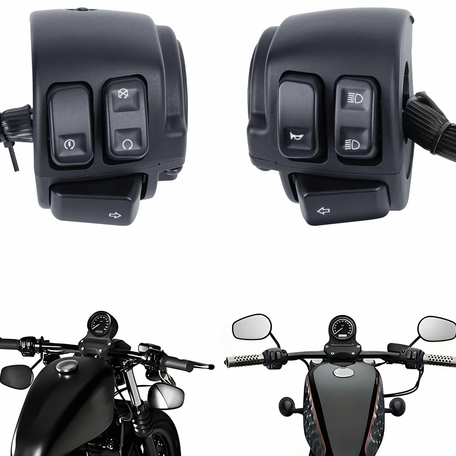 DREAMIZER 1" Interruttori Manubrio Moto Compatibile con Harley Softail Dyna Sportster V-Rod 1996-2012, 1 Coppia