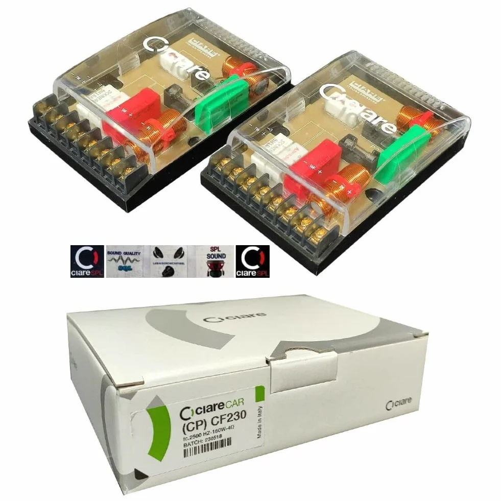 2 CIARE CF230 crossover passivi 4 ohm 160 watt rms predisposizione auto per sistema a 2 vie woofer tweeter porte portiere sportelli spl, a coppia + 5 sticker omaggio