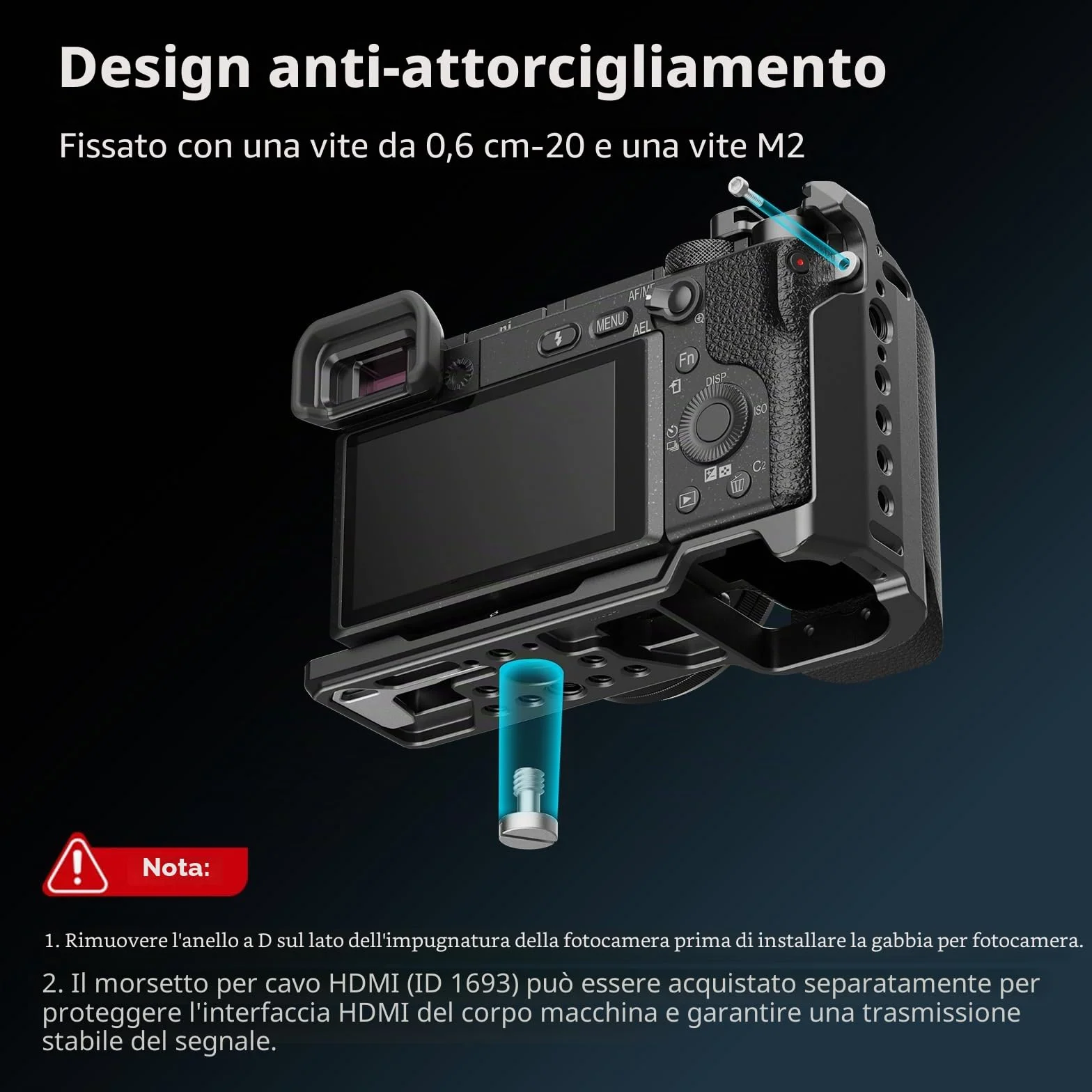SMALLRIG Cage con Impugnatura in Silicone per Sony A6100 / A6300 / A6400-3164B