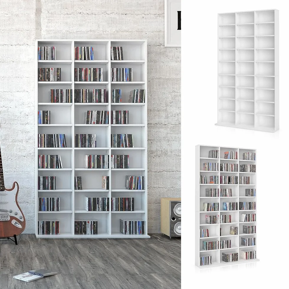Vicco Scaffale porta cd Jukebox, Bianco, 102 x 178 cm