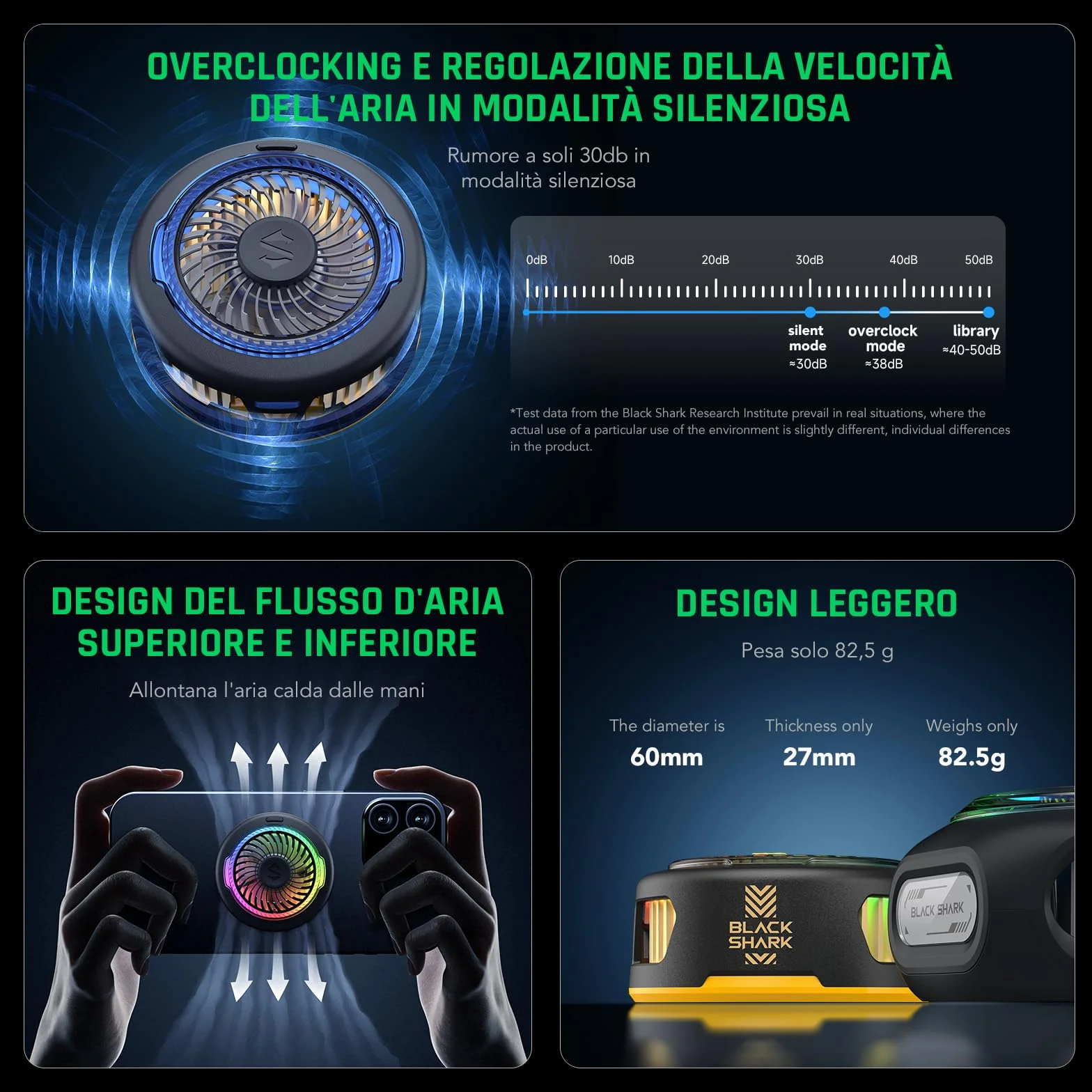 Black Shark FunCooler 5 Raffreddatore Magnetico per Cellulari, Ventola Raffreddamento Telefono Portatile con Luce RGB, Radiatore Phone Cooler per iPhone Serie Magnetica/Android/Tablet/iPad (Nero)