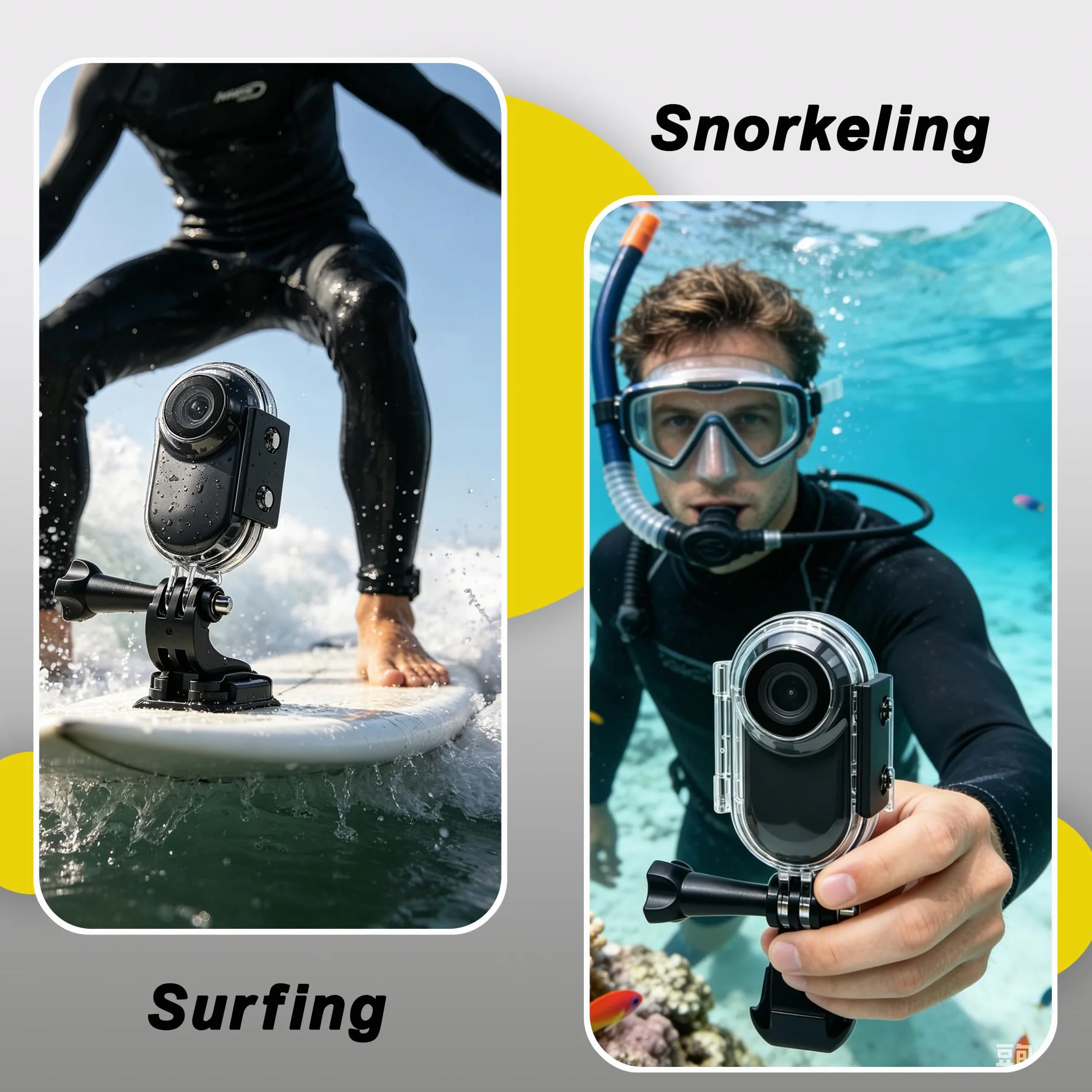 Mini Body Cam con Ciondolo Magnetico, Action Cam con Custodia Subacquea, Telecamera Indossabile con Scheda Memoria per Snorkeling, POV Camera per Casco Moto, Bici, Sport Estremi e Vlogging (Nero)