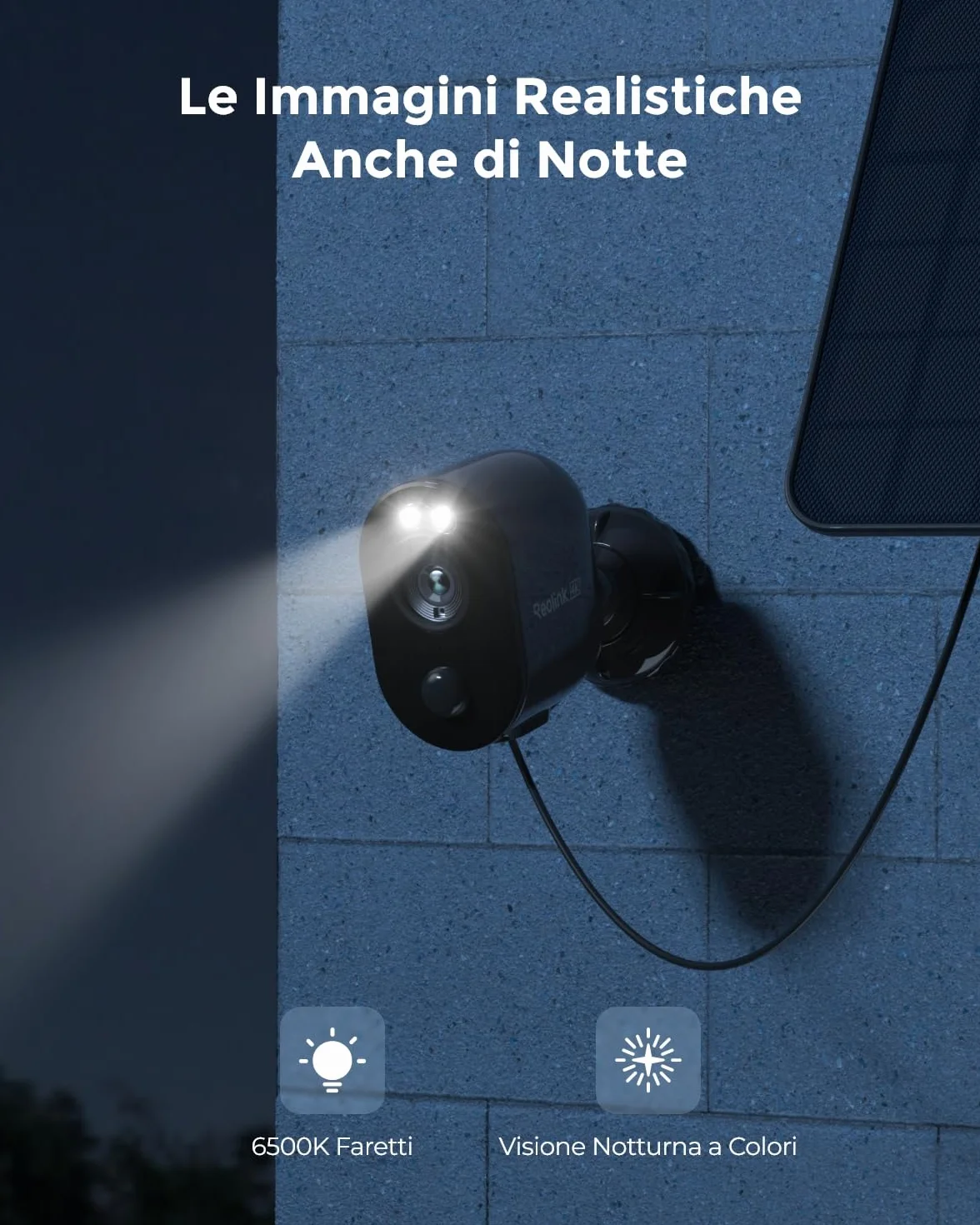 Reolink 4K 8MP Telecamera da Esterno Senza Fili, Videosorveglianza WiFi Batteria con Pannello Solare, Rilevamento Intelligente, Sirena, Visione Notturna a Colori, Impermeabile, Argus 3 Ultra(Nero)
