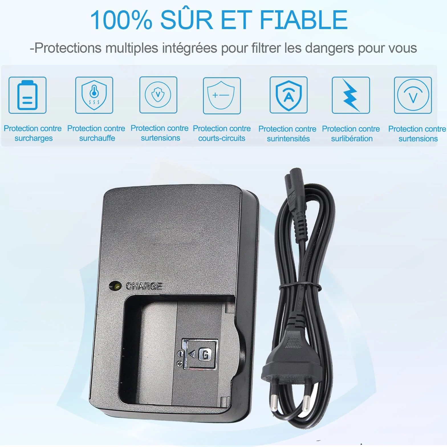 BC-CSGB NP-BG1 NP-FG1 Caricabatterie compatibile con Sony Cybershot DSC-HX5V,DSC-HX9V,DSC-W30,DSC-W35,DSC-W50,DSC-W55,DSC-W70,DSC-W80,DSC-H10,H20,H50,H55 Fotocamera e 120cm AC Power Cord