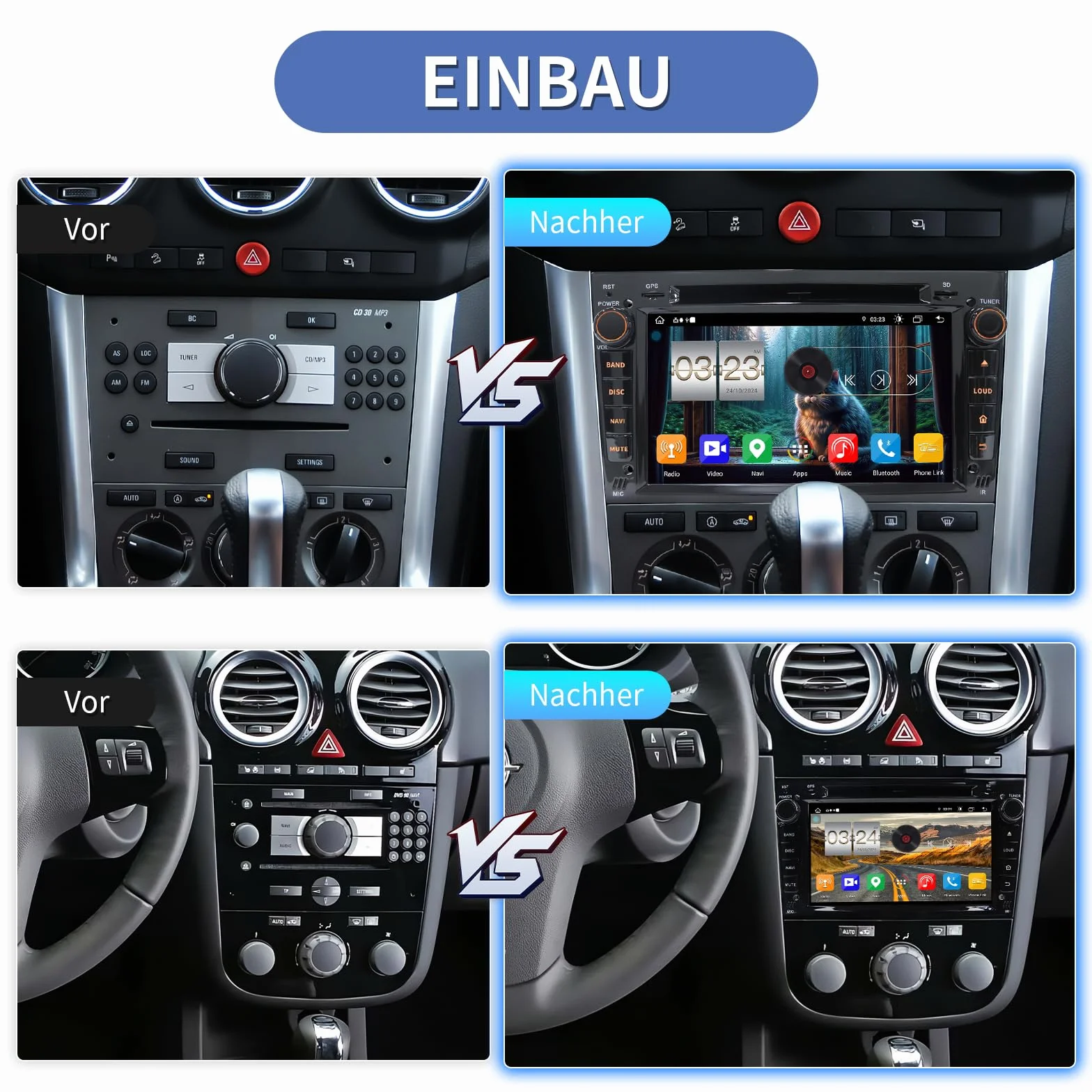 [Android 13.0 4GB+64GB 2.0Ghz] Autoradio Bluetooth Carplay 2 DIN per Opel, Autoradio da 7 Pollici con Schermo WiFi/GPS/RDS/CD DVD/USB/FM/SD/RCA, Supporta il Controllo Del Volante