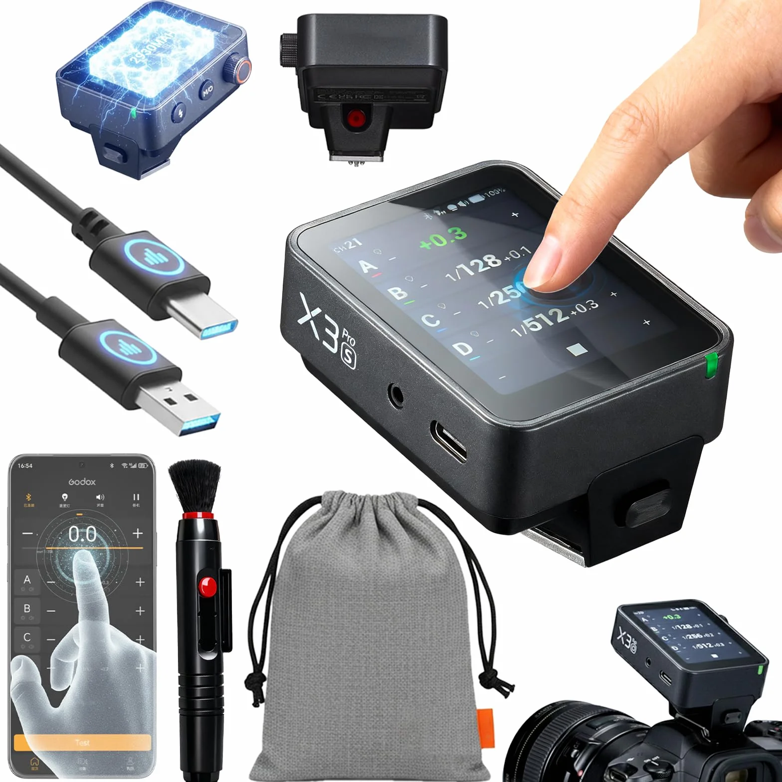 Godox X3 Pro X3PRO-S Trigger Flash TTL Wireless per Sony, 2.4GHz Sistema X, Bluetooth & Controllo APP, Schermo Touch, HSS, Shutter Control, USB-C Ricarica Rapida