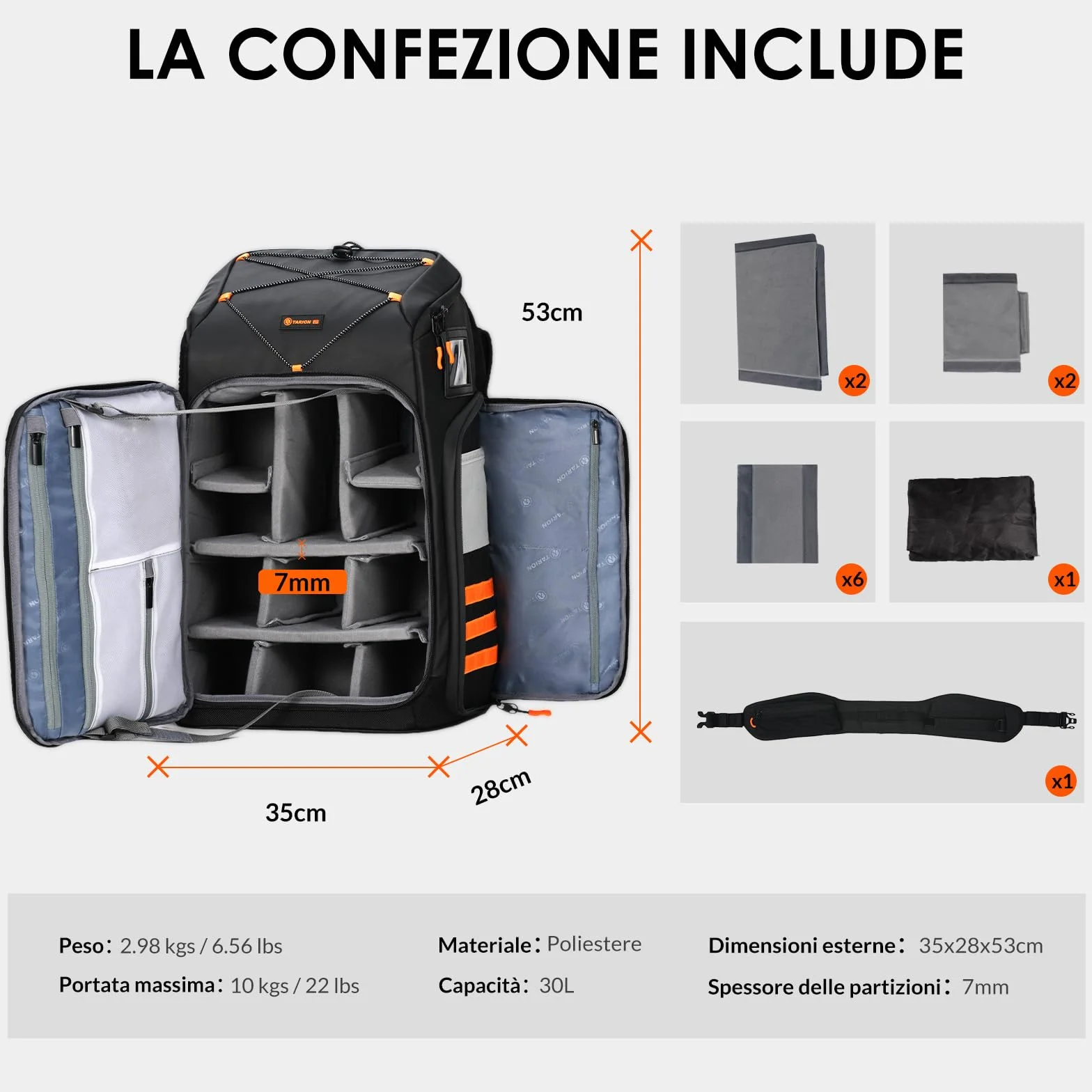 TARION Zaino per Drone FPV e macchina Fotografica: Zaino Professionale Impermeabile per Fotocamera Borsa Fotografica per Quadricottero da Corsa FPV Accessori per il Controllo Remoto