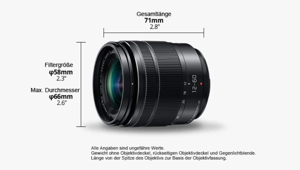 Panasonic LUMIX G Vario 12-60mm F3.5-5.6 ASPH. Lente Zoom 5x Power O.I.S. Nero Ricondizionato