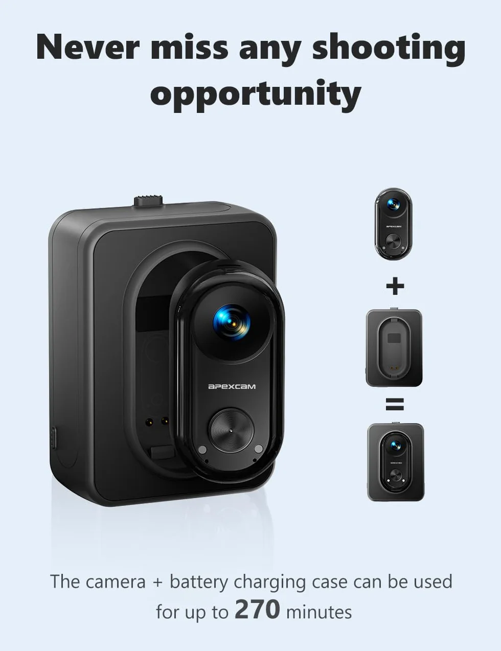 Apexcam K70 4K Mini Action Cam,POV Body Cam Con Scheda 64GB,WiFi EIS 20MP Body Cam Sportiva Portatile Vlogging Fotocamera,30M Fotocamera Subacquea,Videocamere Montate sul Corpo Con Supporto Magnetico