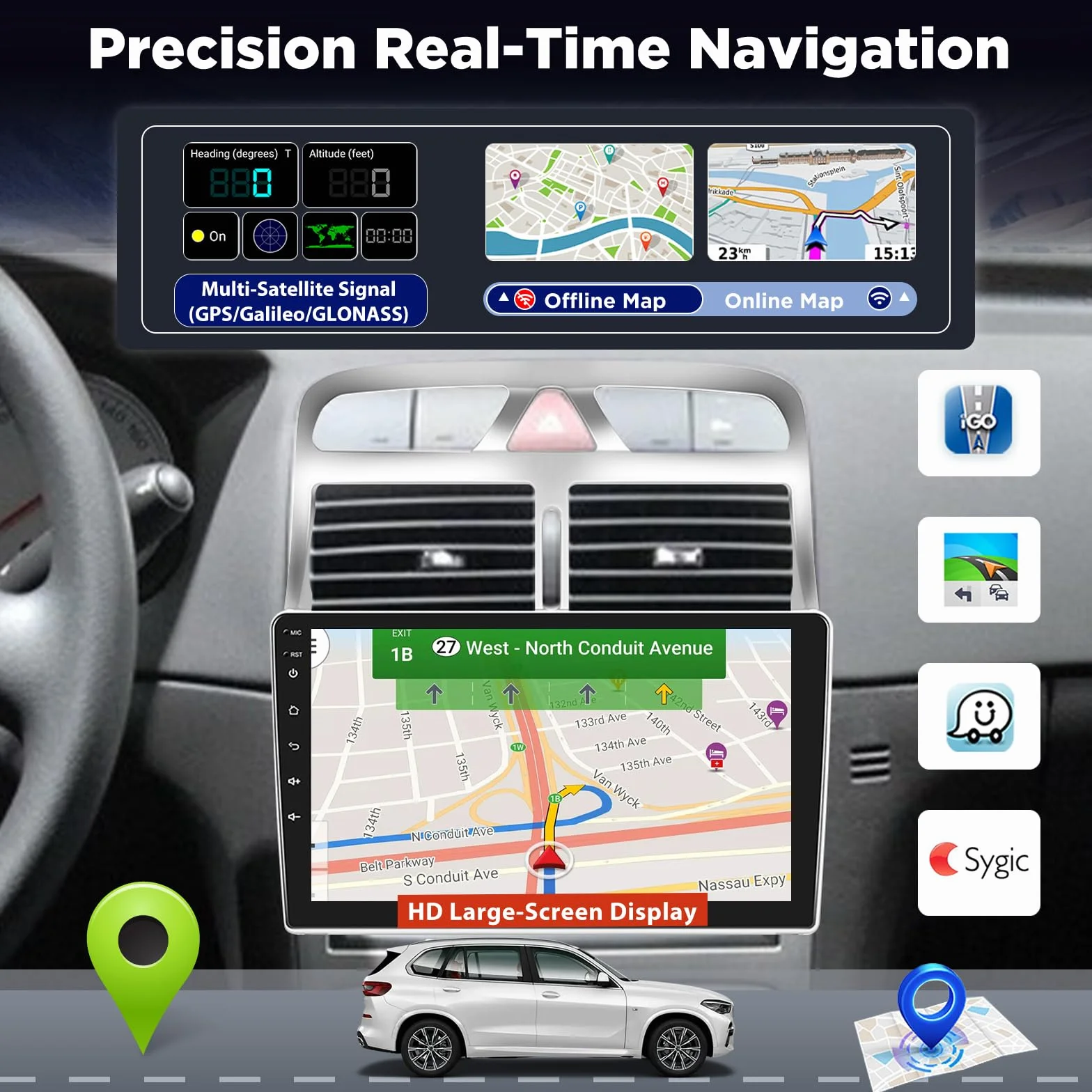 Autoradio Android per Peugeot 307 2002-2013, stereo touchscreen IPS da 9 pollici 2+64G con CarPlay & Android Auto wireless, GPS WiFi Bluetooth DSP 32EQ Audio + telecamera posteriore AHD