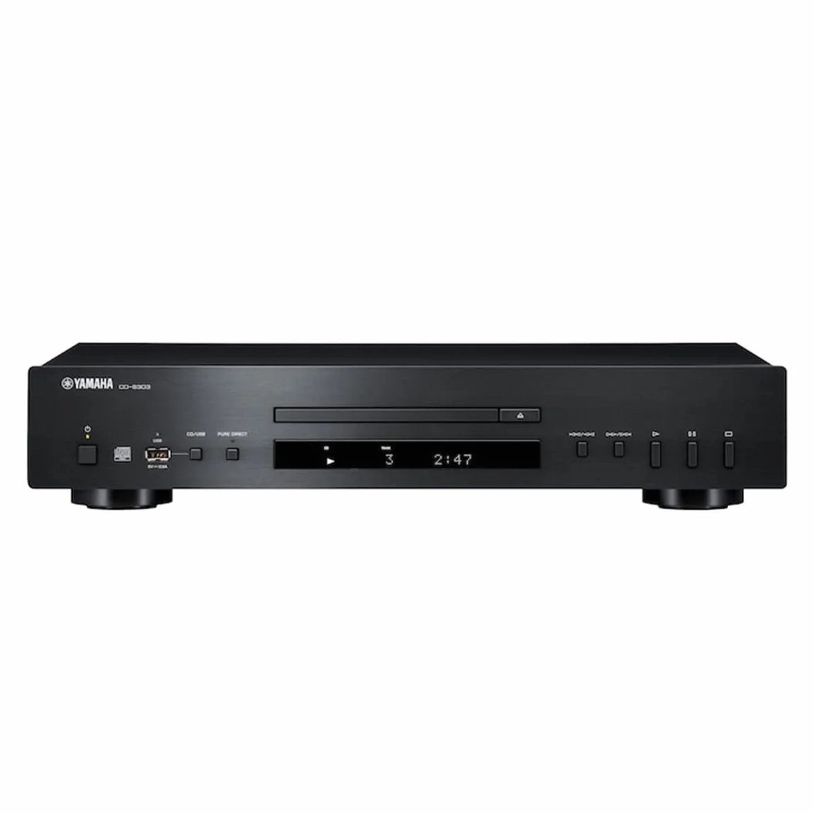 YAMAHA CD-S303BL CD Player Nero con Telecomando, USB, MP3/WMA/LPCM/FLAC, Compatibile con Altoparlante e Cuffie