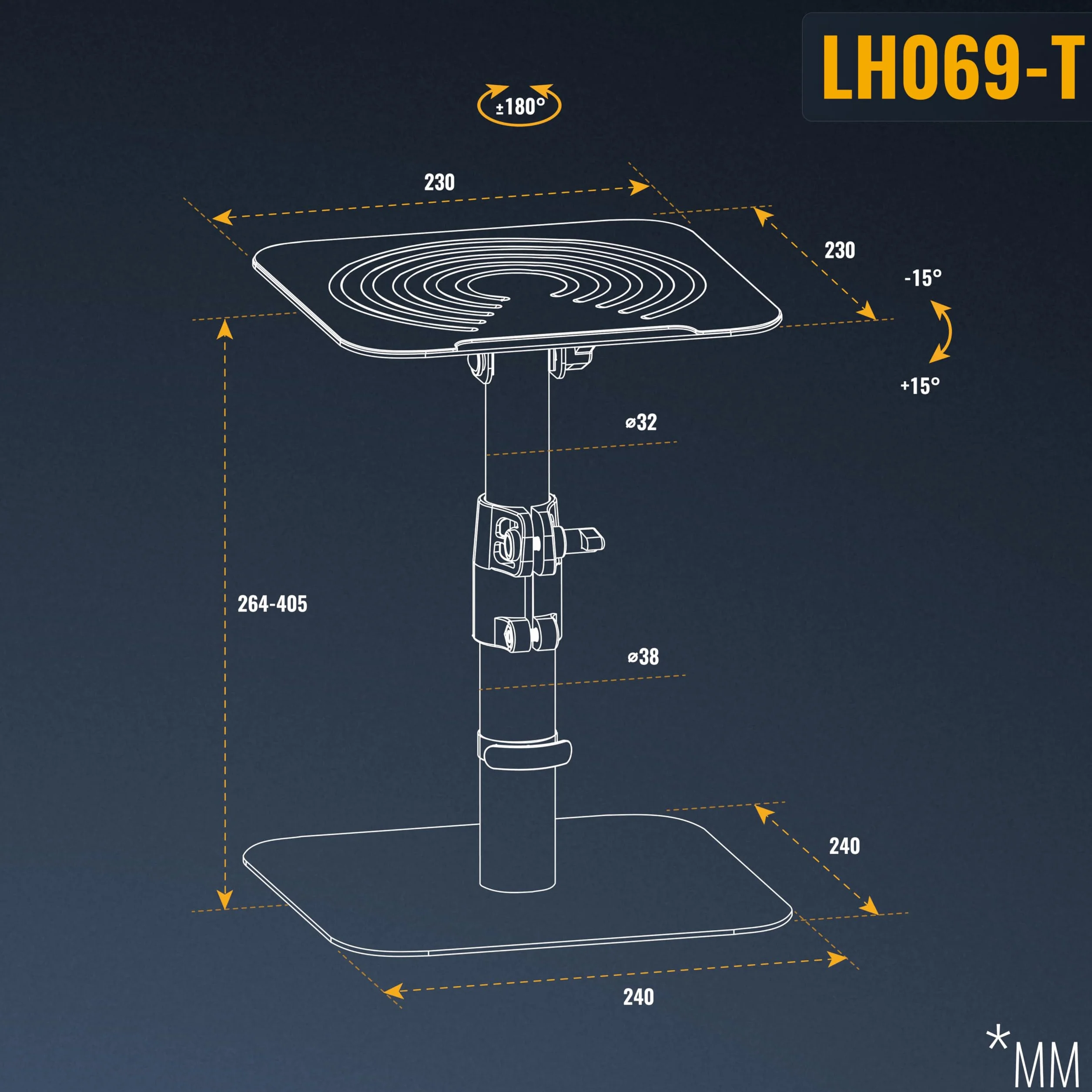 RICOO Supporto per Altoparlanti LH069-T Universale da Terra Set da 2, Nero