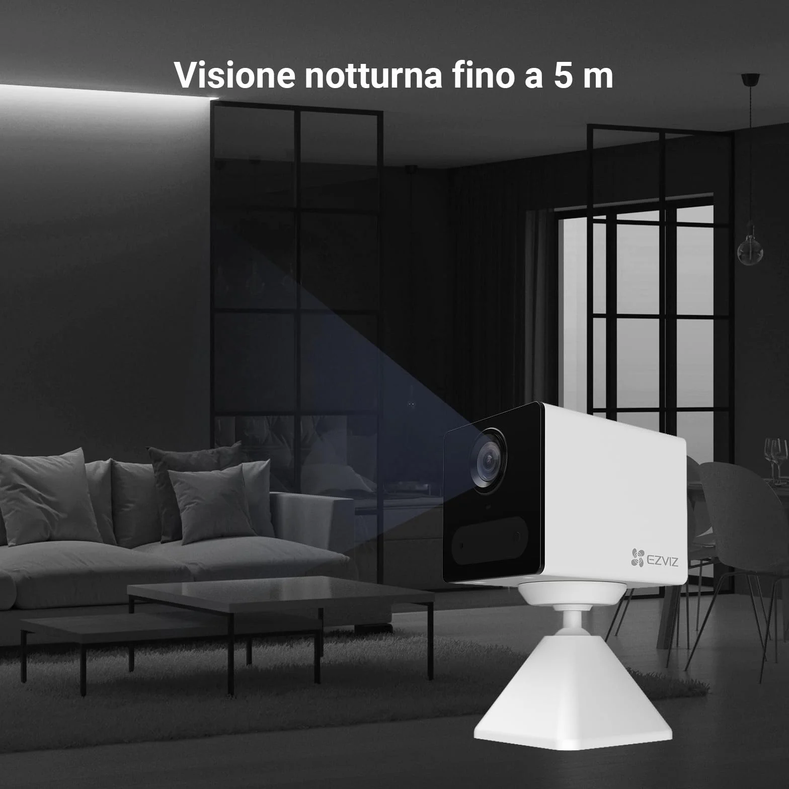 EZVIZ CB2 1080P - Telecamera di sorveglianza WiFi per interni senza fili, batteria 2000 mAh, videocamera per bambini WiFi 2.4 Ghz, rilevamento persona, 5 m visione notturna, audio bidirezionale, tipo