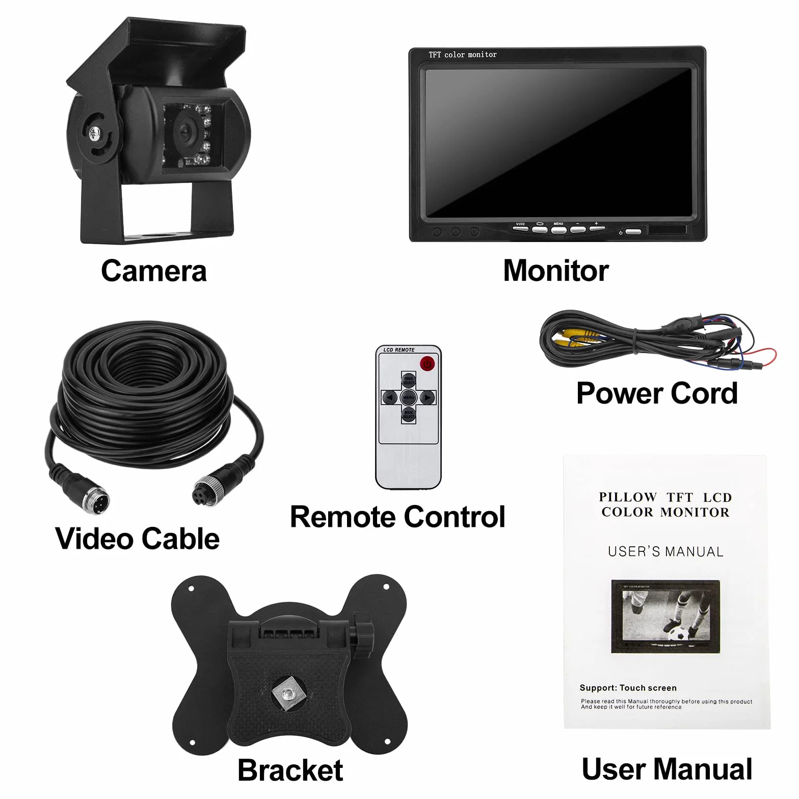 CICMOD Telecamera Retromarcia con Monitor LCD 7 Pollici 4pin Telecamera Posteriore Impermeabile Kit 12V 24V Universel per Camper Camion Rimorchi Bus