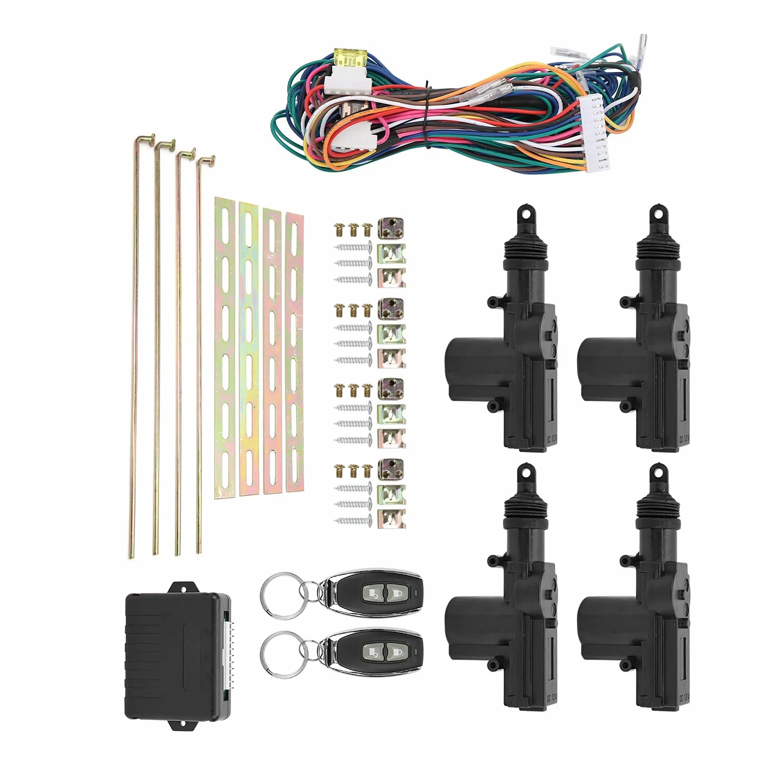 Aramox Kit Chiusura Centralizzata, Kit Centrale Remota Telecomando di Accesso Senza Chiave 12V con Indicatore LED con 2 Controller
