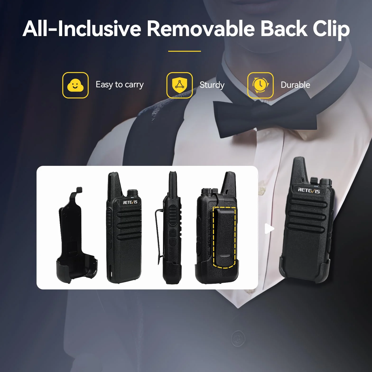 Retevis RT622 Walkie Talkie, Walkie-Talkie Professionali con Caricabatterie a 6 Vie, PMR446, Mini e sottile, VOX, Walkie Talkie Ricaricabili per Scuole, Al Dettaglio, Ristoranti (6 Pezzi, Nero)